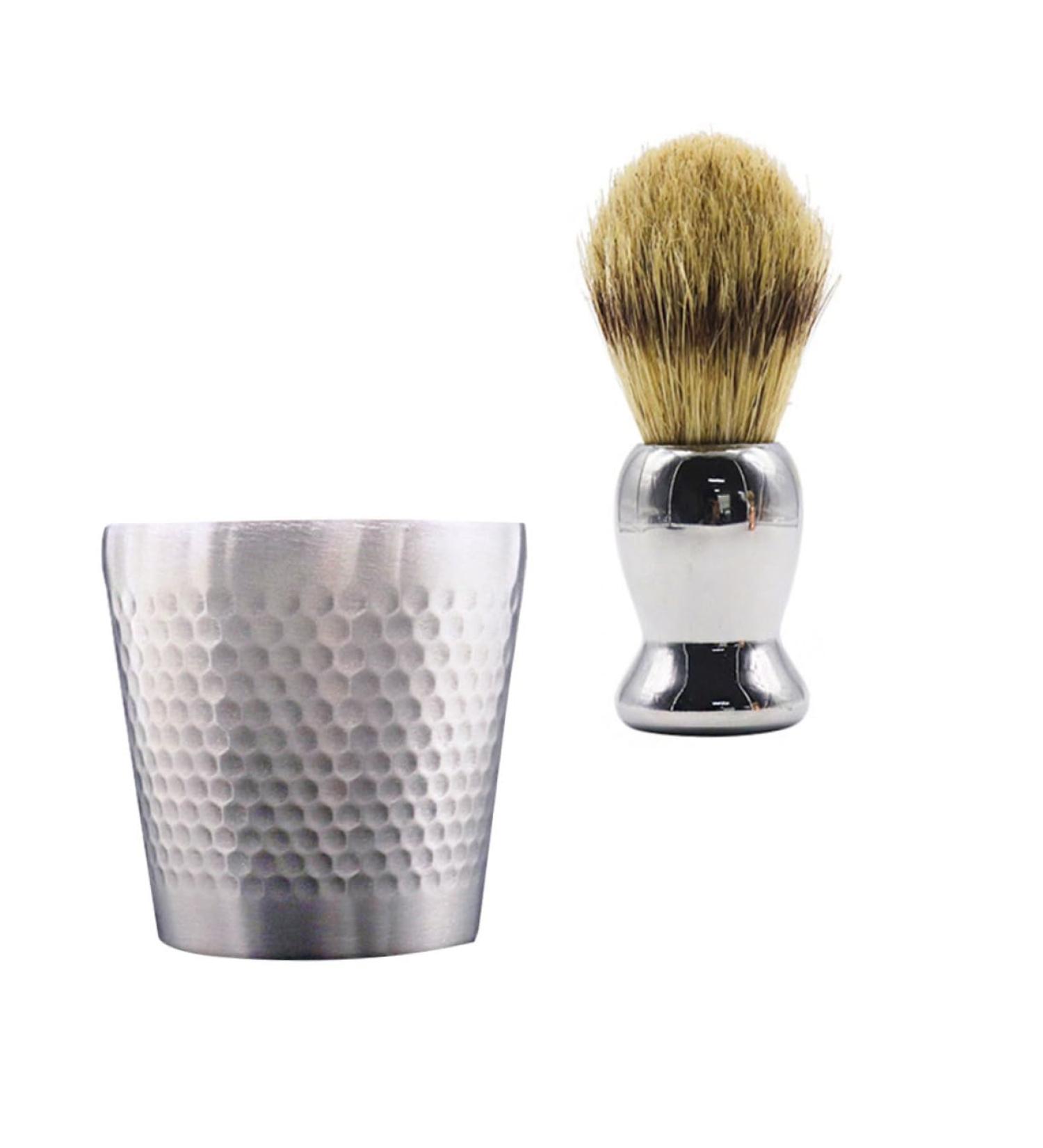 POPETPOP Beard Brush Set & Shaving Bowl - 2 Pcs Fiber Wool | Premium Grooming Tool for Men - International Shipping - Buy Online on GoSupps.com