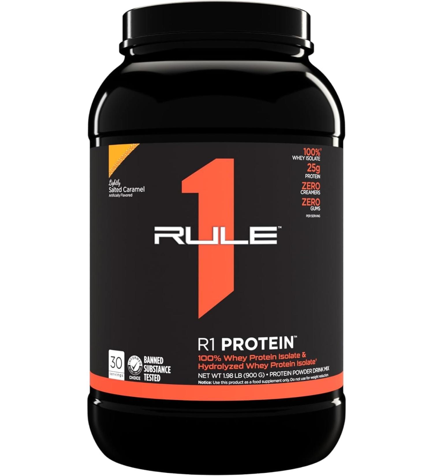 Rule 1 Protein | Super-Pure 100% Whey Isolate & Fast-Acting Whey Hydrolysate | 25 Grams Protein 4 Grams Glutamine & 6 Grams BCAAs Per Serving (2LB Lightly Salted Caramel) Lightly Salted Caramel 2LB - Buy Online on GoSupps.com