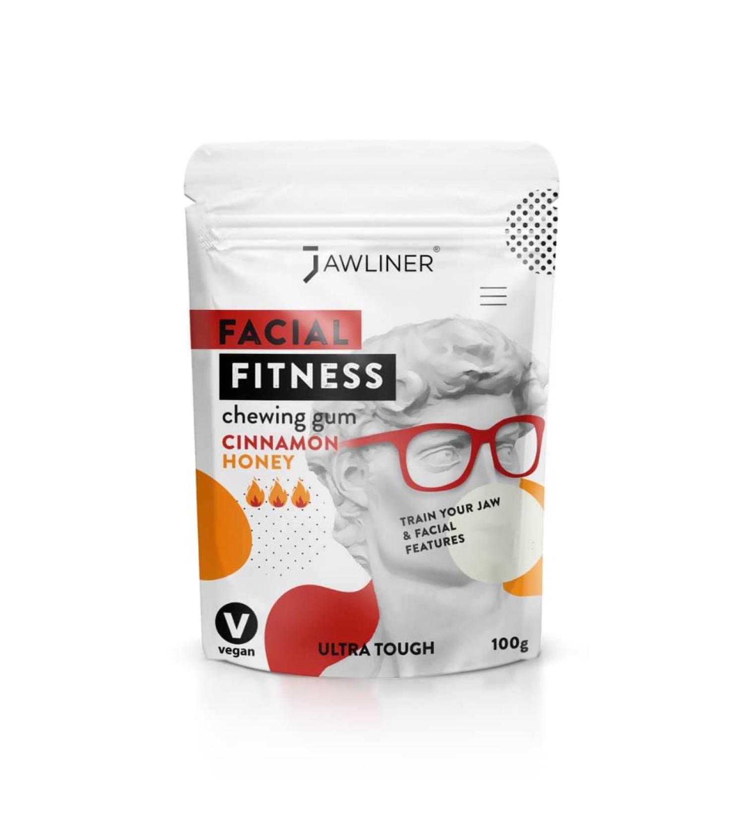 Jawliner Fitness Chewing Gum - Sugar-Free Jawline Exerciser for Mewing - 15x Harder Than Regular Gum - Cinnamon Honey Flavor - Buy Online on GoSupps.com