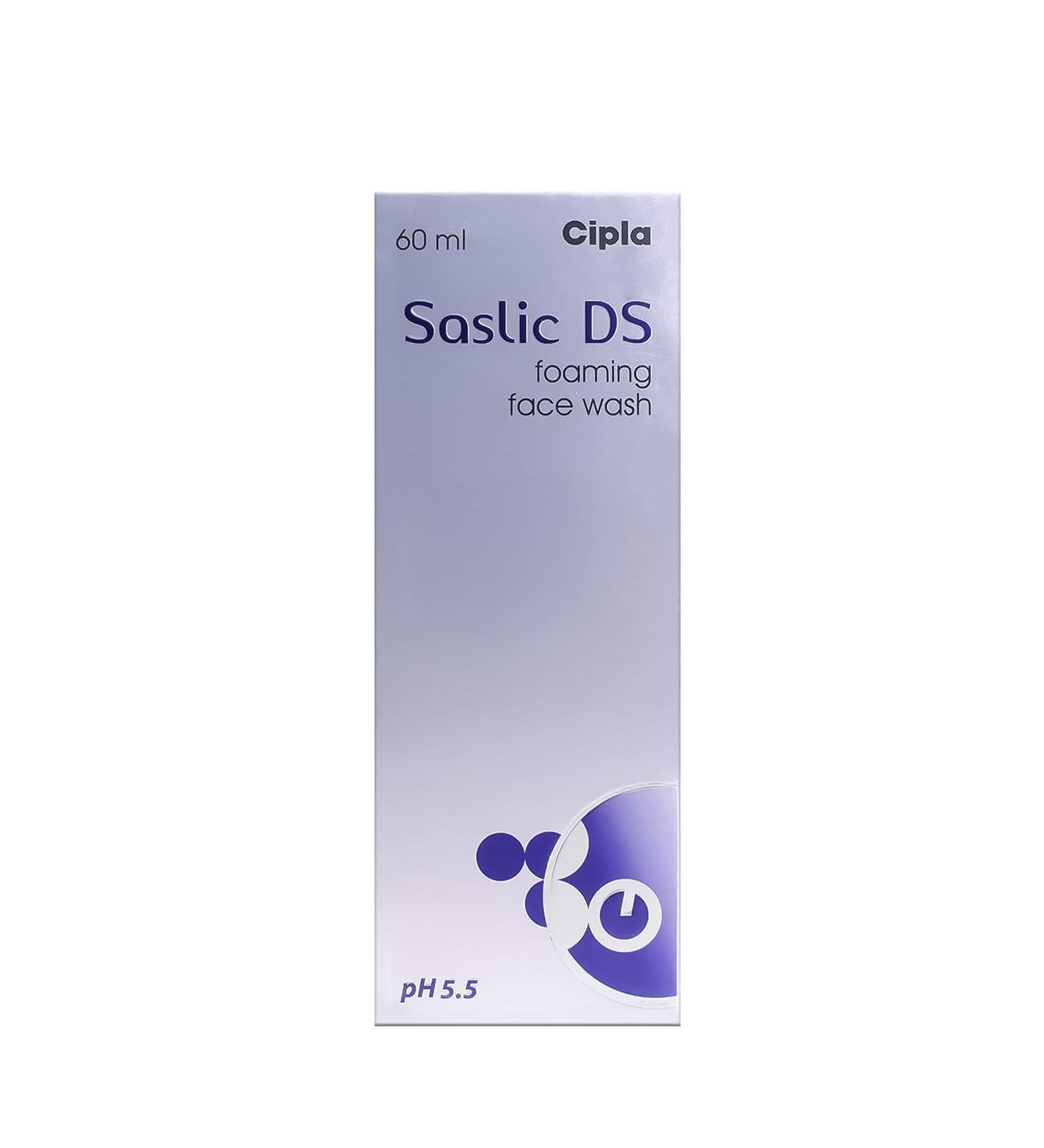 Saslic DS Foaming Face Wash - Best Cleanser for Oily Acne & Pimple Prone Skin (pH 5.5) | International Shipping Available - Buy Online on GoSupps.com