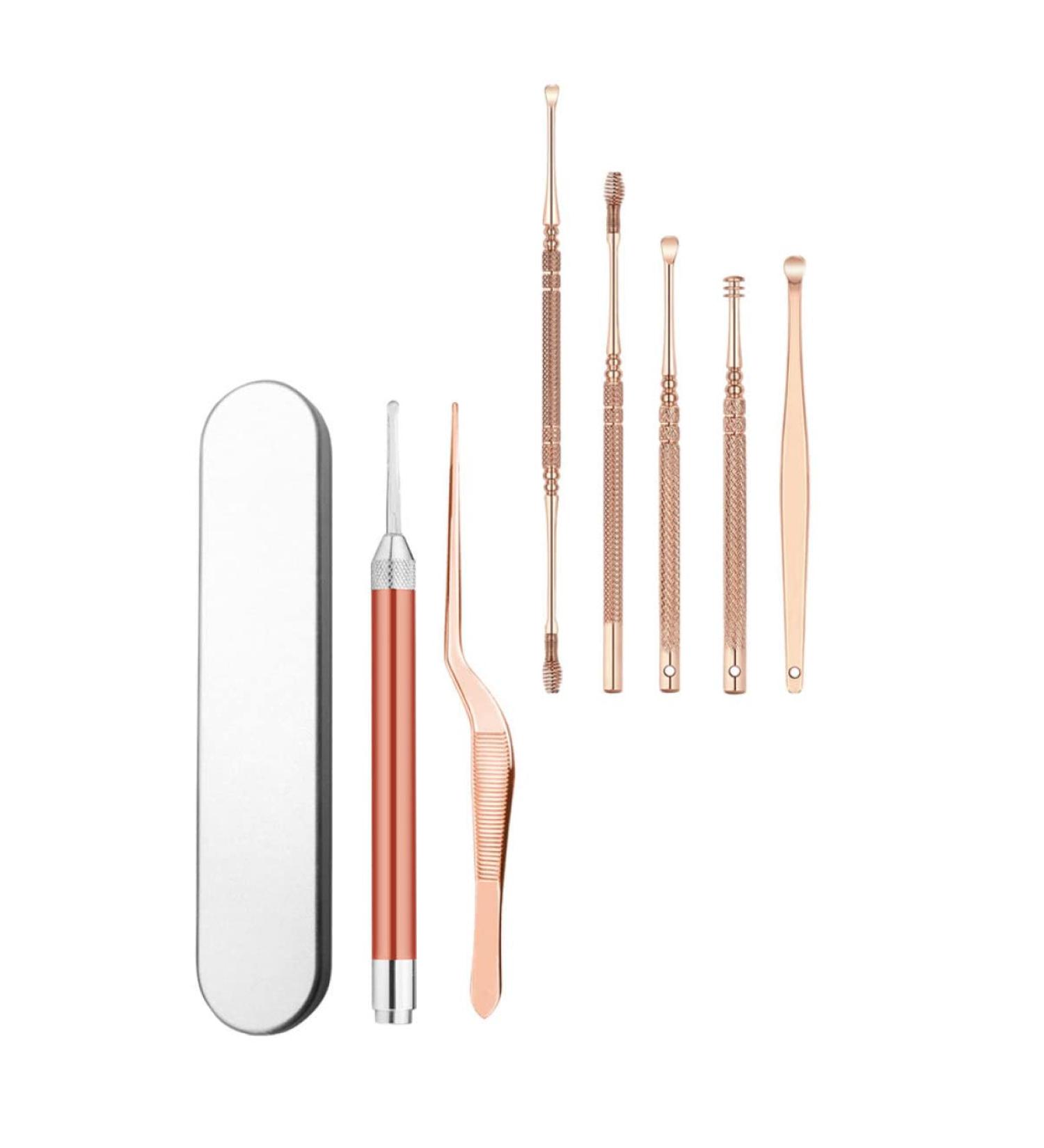 Healifty Earwax Removal Tool Set with Tweezers and Pickers - Professional Double-Headed Kit with Flashlight Case - Buy Online on GoSupps.com