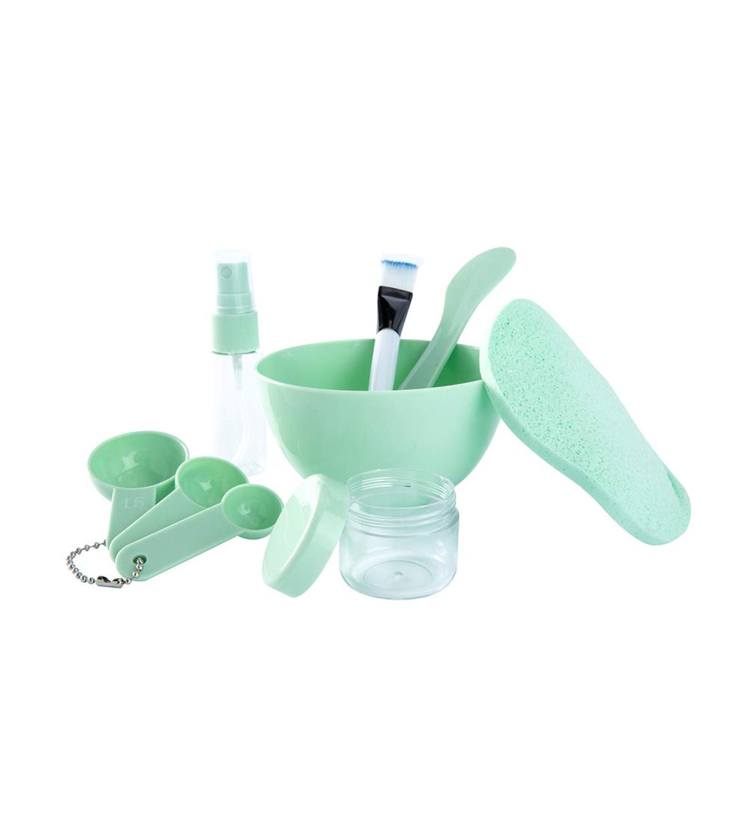 9 in 1 Facemask Mixing Tool Set - Green Facial Care Kit with Bowl Spatula Brush & Bottles - Buy Online on GoSupps.com