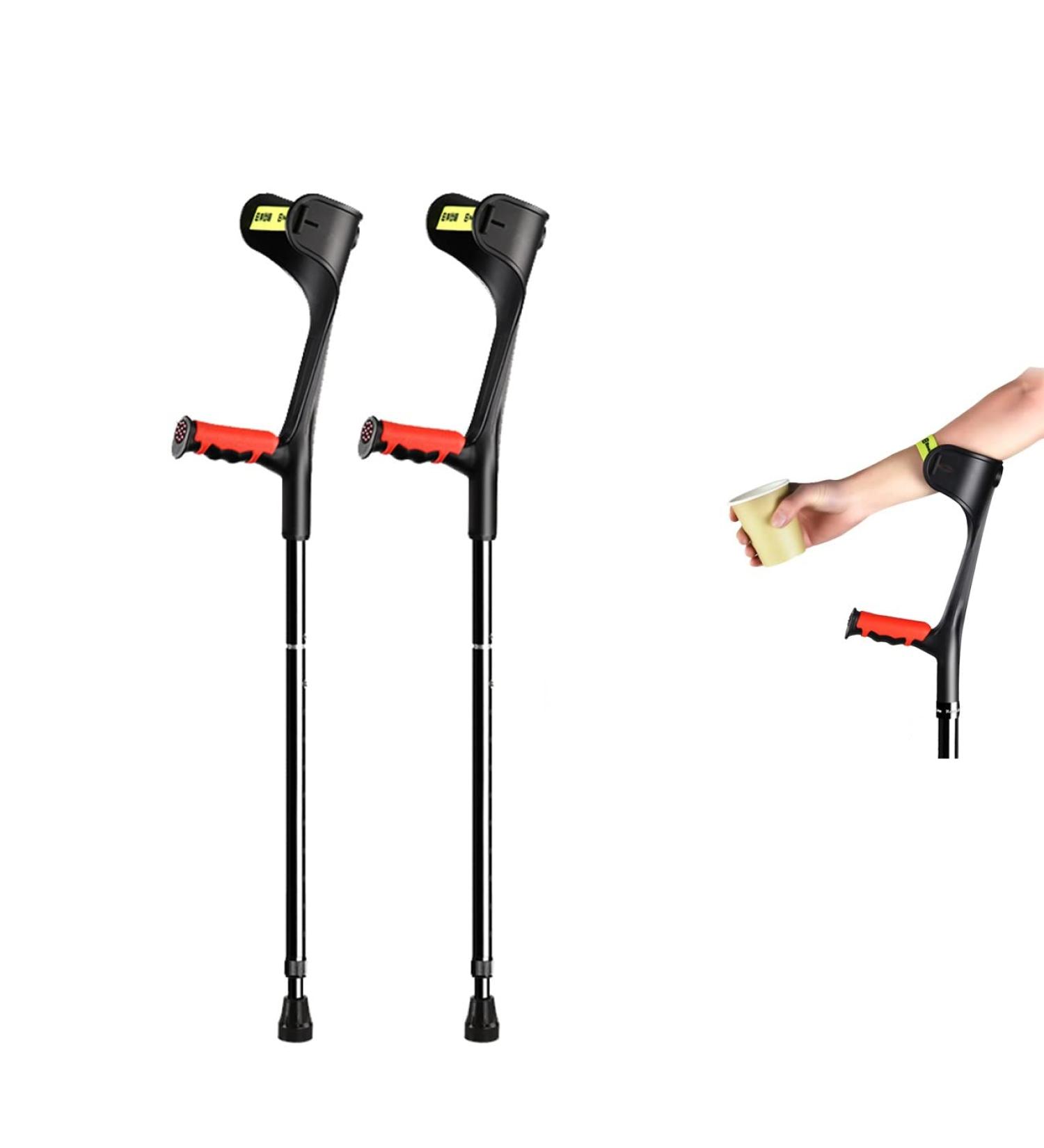 1 Pair of Forearm Crutches Crutches for Adults Comfortable Grip Crutches for Walking Heavy Duty Non-Slip Rubber Feet Mobility Aid for Elderly Seniors & Handicap Black Decorate Lucky Star - Buy Online on GoSupps.com