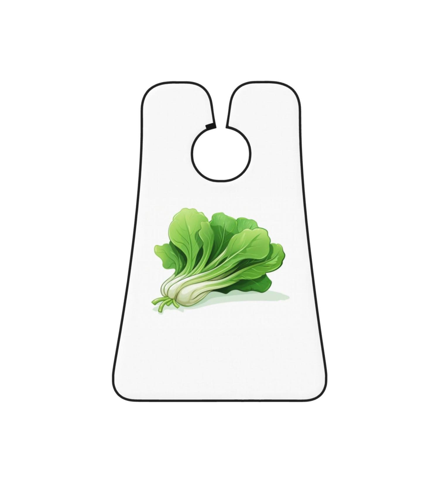 Green Bok Choy Print Beard Bib Apron - Non-Stick Hair Catcher for Men | Ideal Shaving Gifts | One Size Black - Buy Online on GoSupps.com