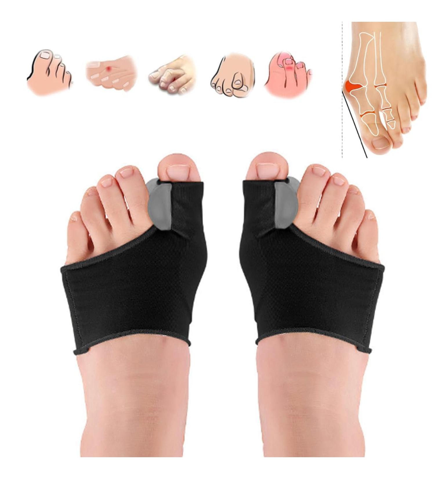 Bunion Corrector for Men & Women - Orthopedic Sock for Big Toe Pain Relief | Hallux Valgus Toe Straightener (2 Pack - Black - Buy Online on GoSupps.com