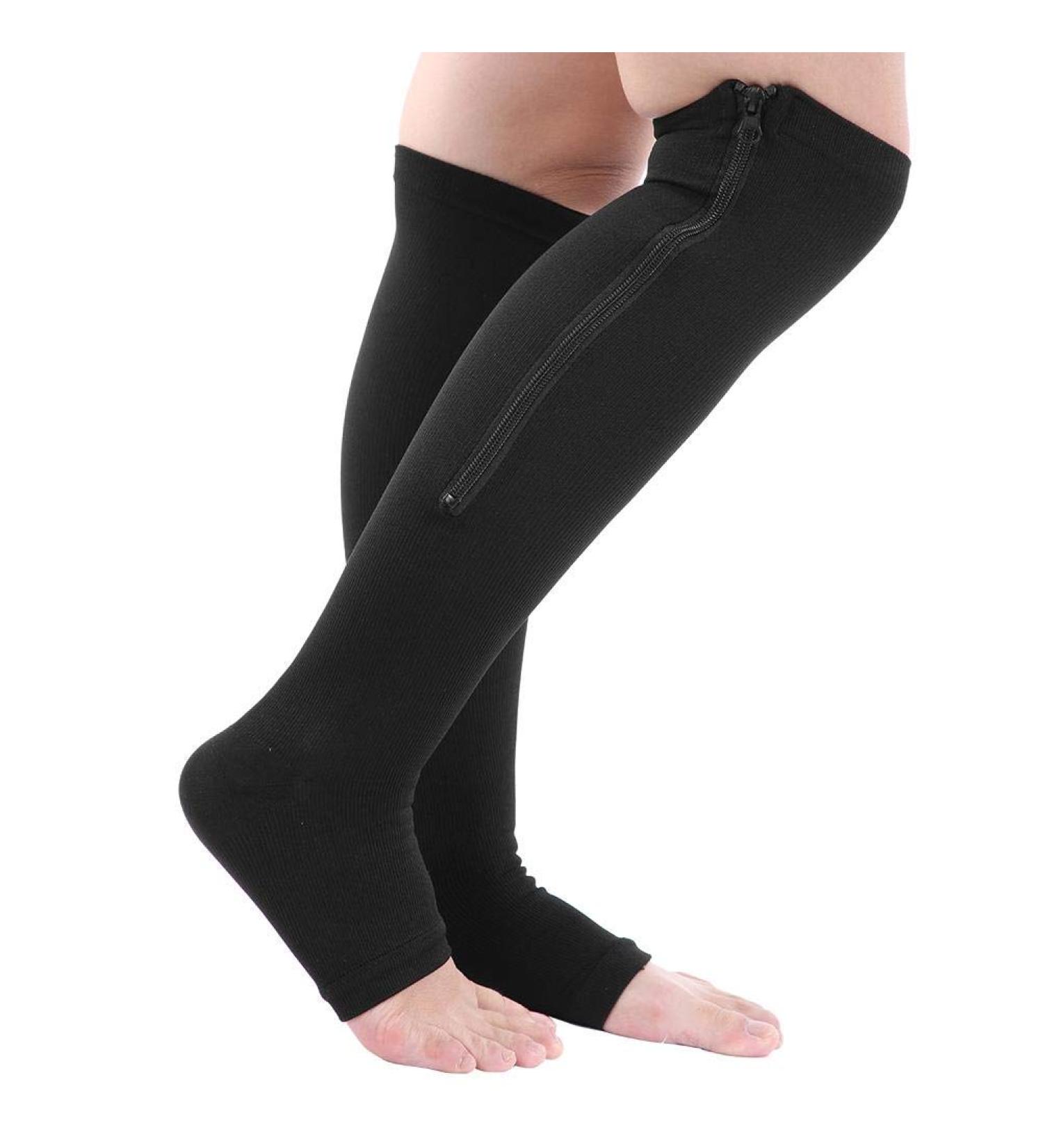 Brrnoo Compression Stockings for Varicose Veins - Unisex Non-Slip Knee Hollow Socks (L/XL Black) - Sports & Medical Support - Buy Online on GoSupps.com