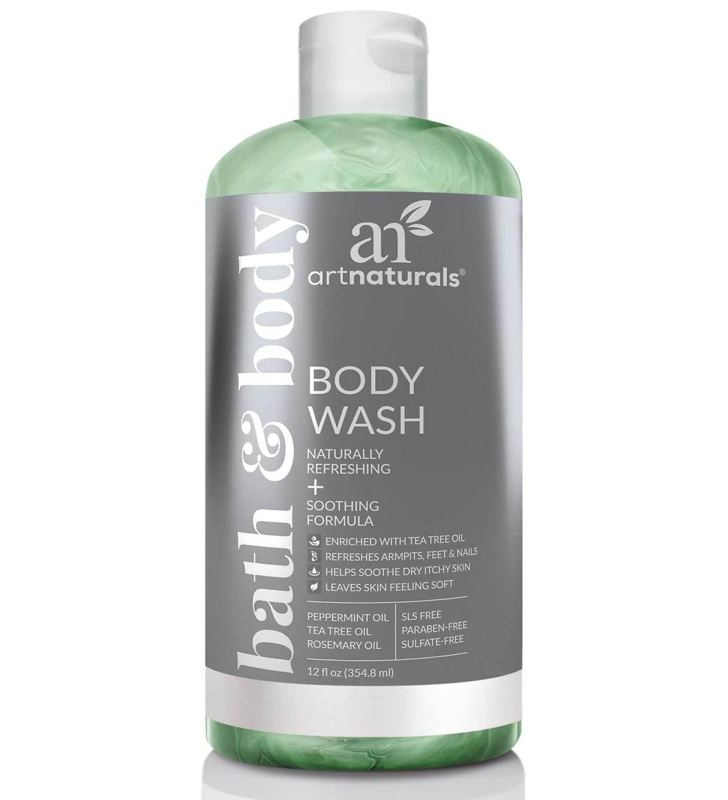 ArtNaturals Tea Tree Peppermint & Eucalyptus Body Wash - 12 Fl Oz - Natural Eczema Soap for Antifungal Feet, Nail Fungus, Athletes Foot & Odors - Buy Online on GoSupps.com