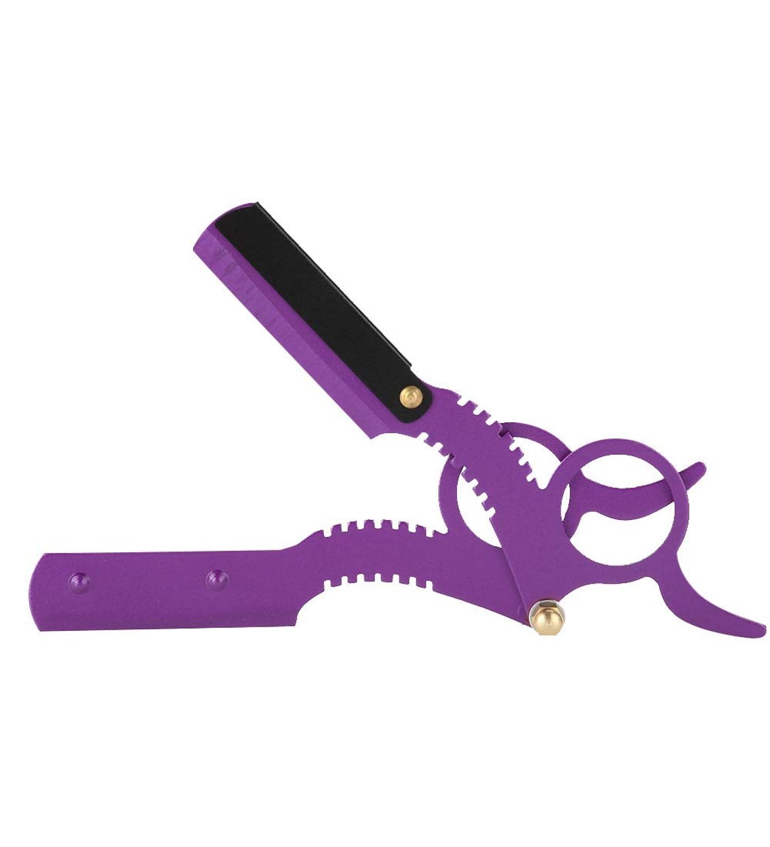 Vintage Classic Barber Razor - Professional Hairdresser Razor with Easy Blade Replacement - Purple - Buy Online on GoSupps.com