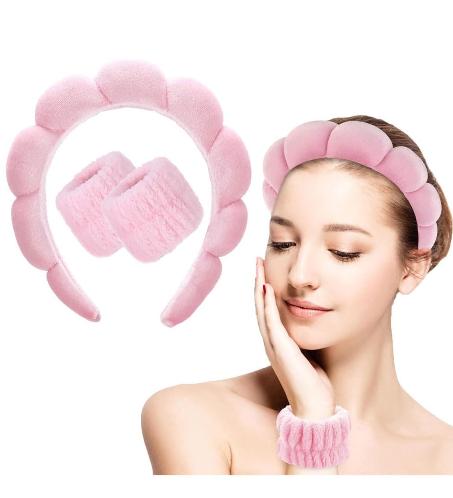 Puffy Makeup Headband Set Spa Headbands for Women Skincare Headband for Face Washing Makeup Removal Shower Facial Mask - Buy Online on GoSupps.com