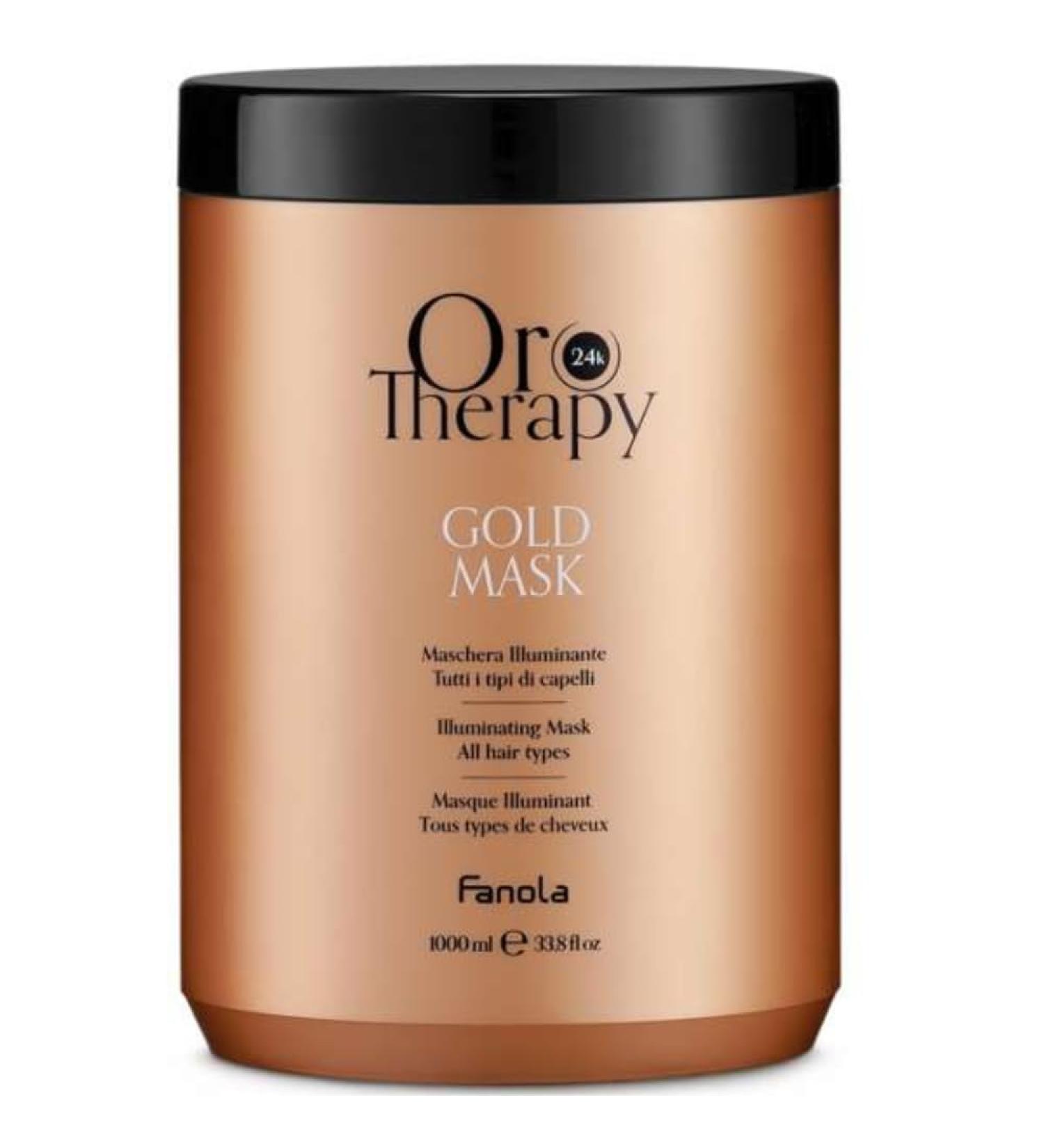 Fanola Oro Therapy 24k - Oro Puro - Pack of 2 masks with keratin and argan, 1000 ml
