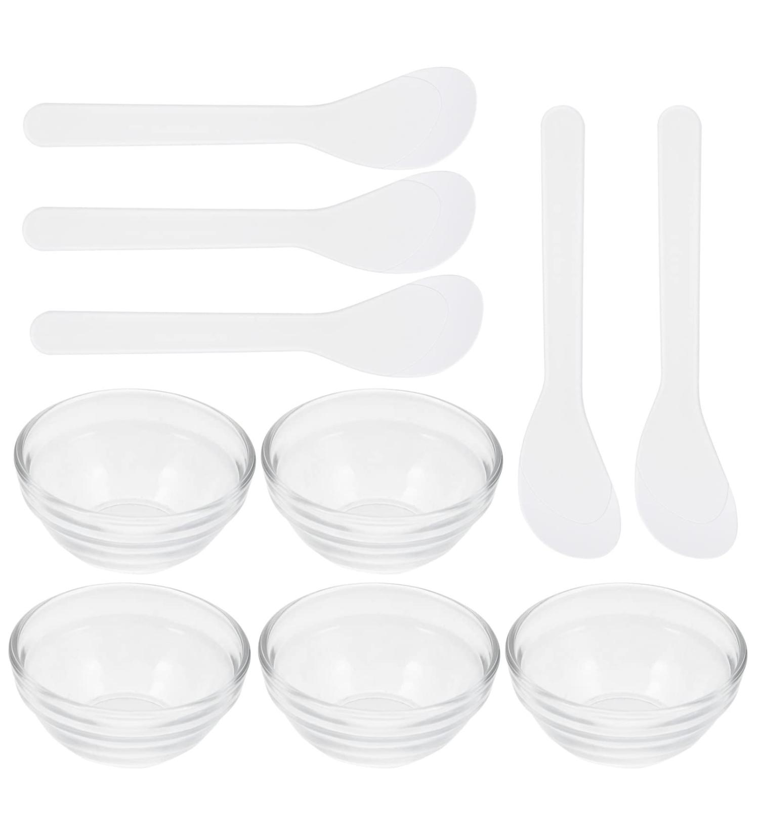 Beaupretty 5 Sets Facial Masks Mixing Bowls with Stick Spatula - 10 pcs DIY Glass Bowls for SPA, Cosmetic Beauty Tool - Buy Online on GoSupps.com