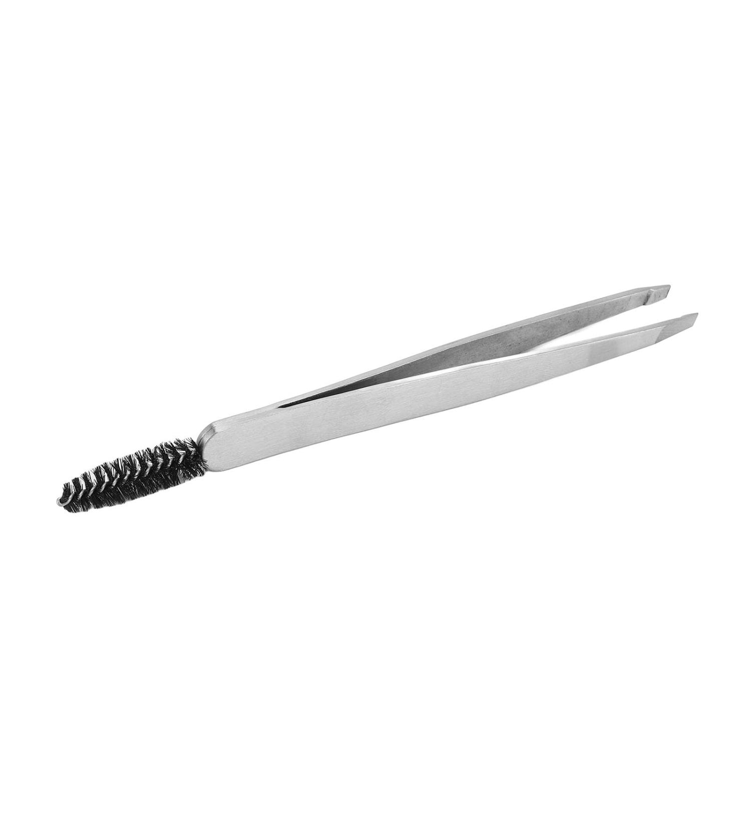 Slant Tip Tweezer Double Stainless Steel Eyebrow Remover with Brush Multipurpose Makeup Tool Precision Clamping - Buy Online on GoSupps.com