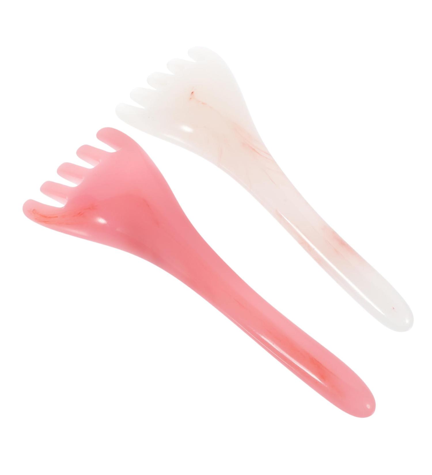 Plafope 2-Piece Scalp Massager Comb Set | Gua Sha Scalp Comb & Head Massage Tool | Wide Tooth Hair Scraper - Pink 16.50x5.00cm - Buy Online on GoSupps.com