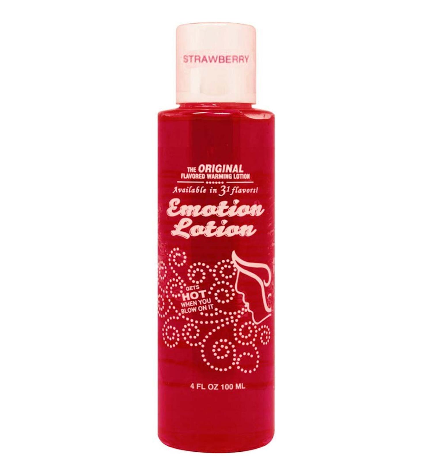 Emotion Lotion 4oz Strawberry Edible Warming Massage Oil - Buy Online on GoSupps.com