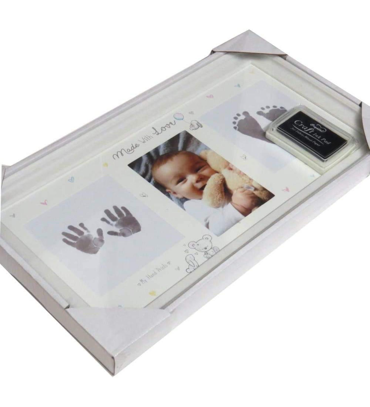 Baby Keepsake Footprint Hand Print Photo Frame Ink Pad Picture Frame Baby Shower Baby Memories Baby Gift Baby Foot Print Hand & Foot Print Photo Frame Child New Born Baby