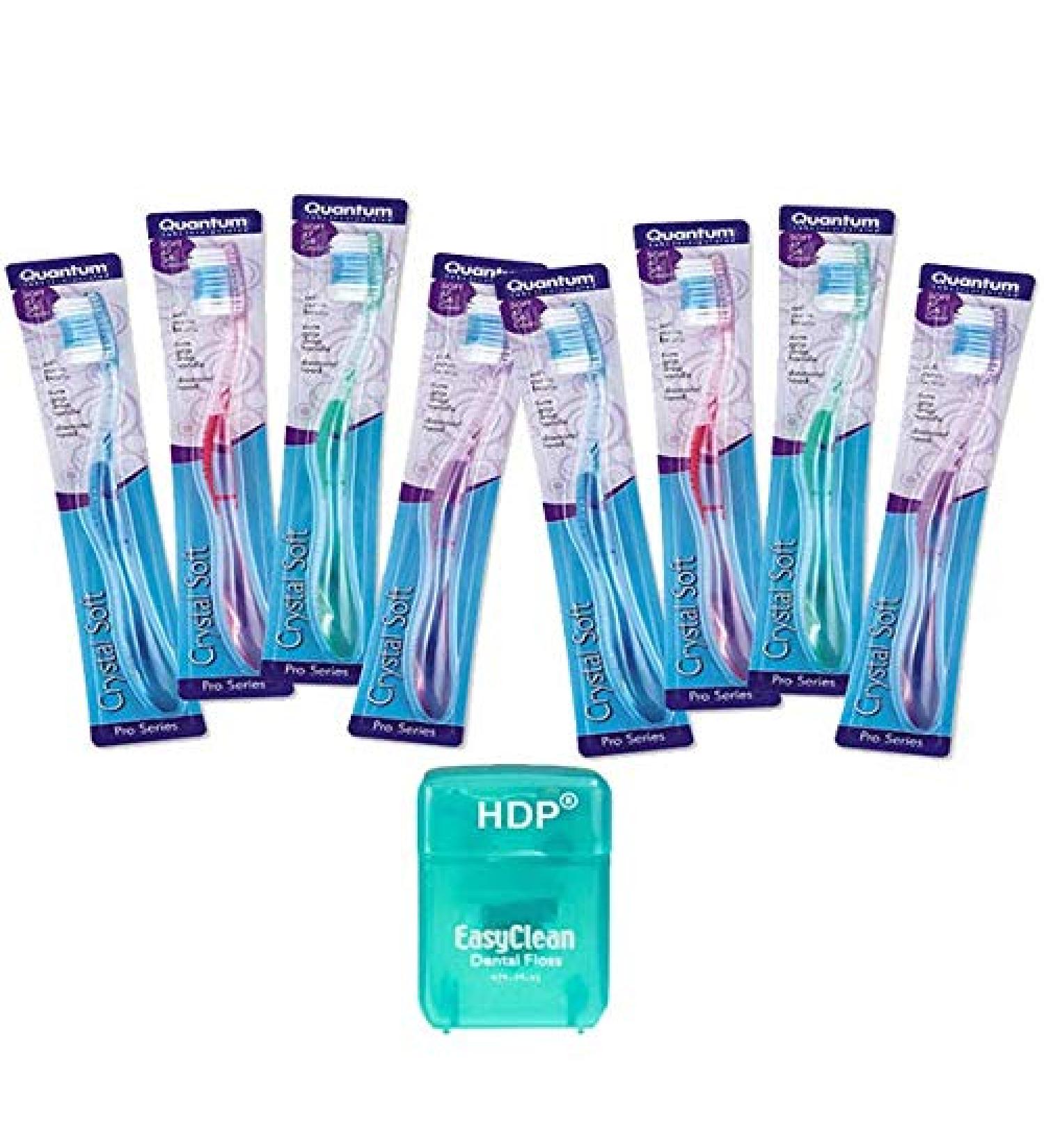 HDP Crystal Soft Toothbrush Floss Color:Crystal Size:Pack of 8 wth Bonus