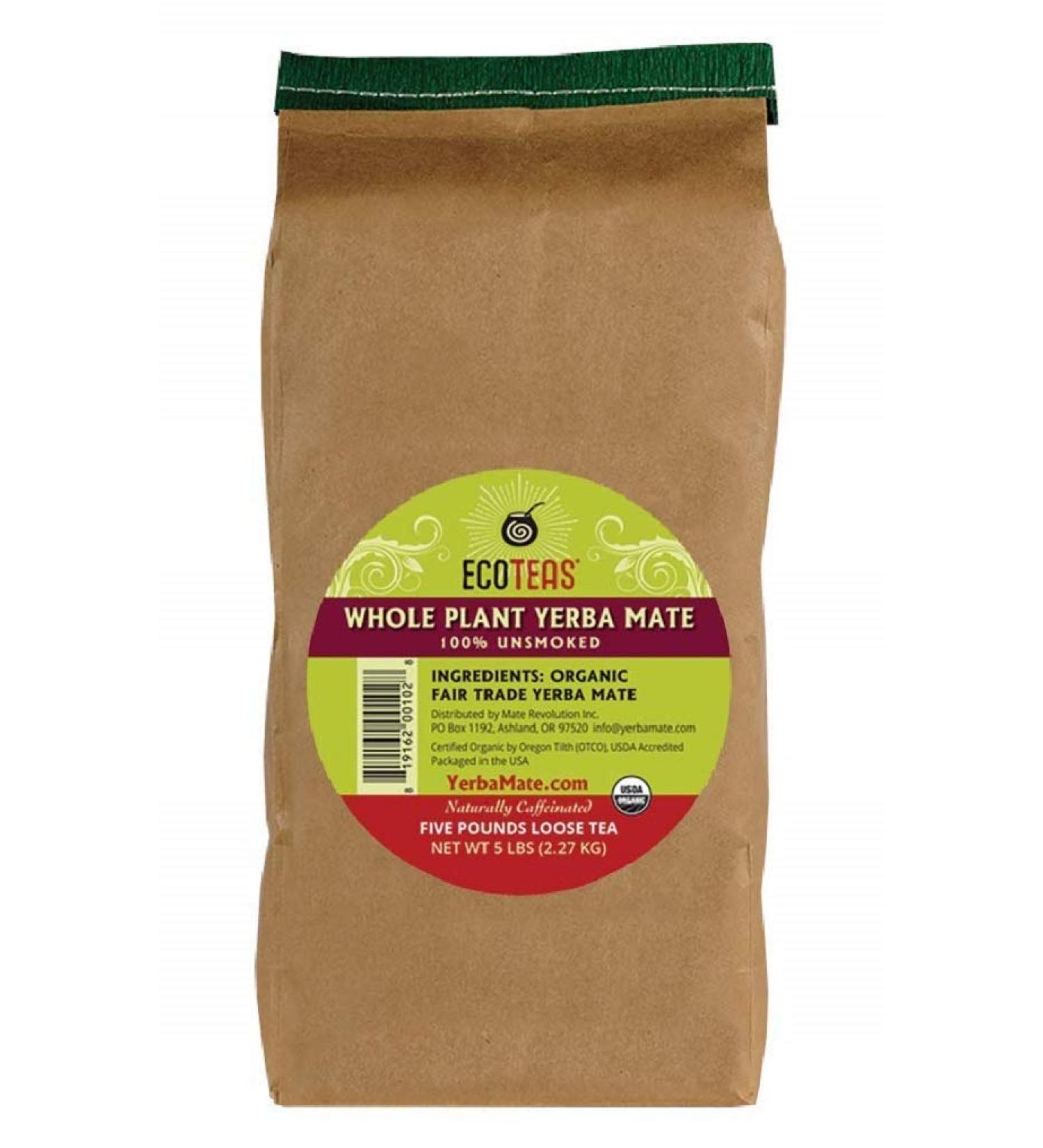 ECOTEAS Organic Yerba Mate Loose Tea Traditional Cut, 5 Pounds