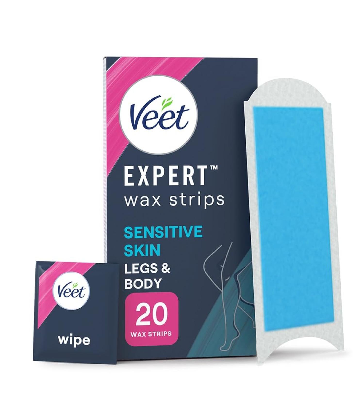 Veet Cold Wax Strips for Sensitive Skin - 20 Strips with 2 Finish Wipes - Buy Online on GoSupps.com