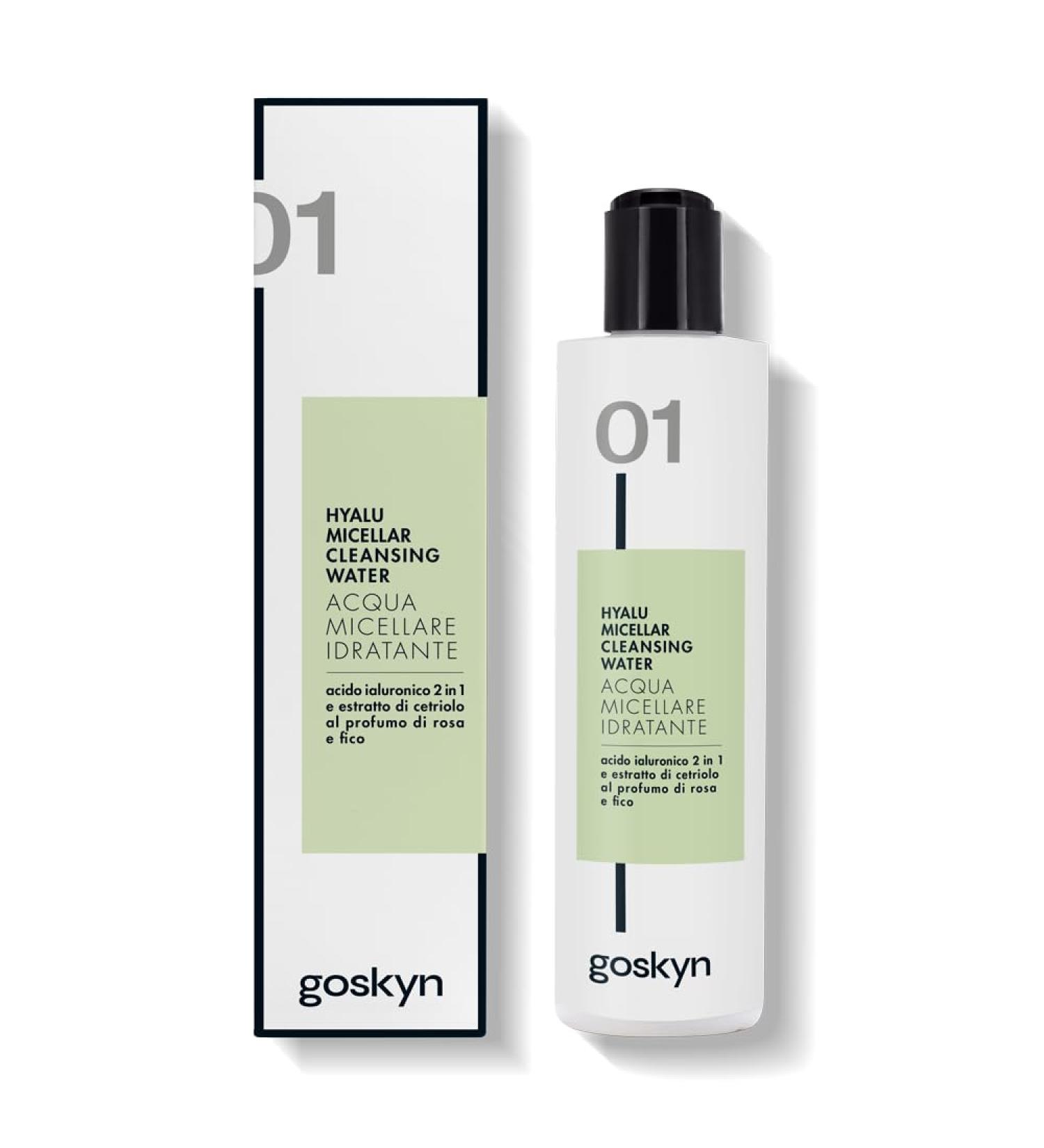  GOSKYN Micellar Water Hydrating Cleanser Anti-Aging Cleanser Enriched Cucumber Extract and Hyaluronic Acid Cleans with Delicacy Strucca and Illumina Rose and Fig Scent 200 ml - Buy Online on GoSupps.com