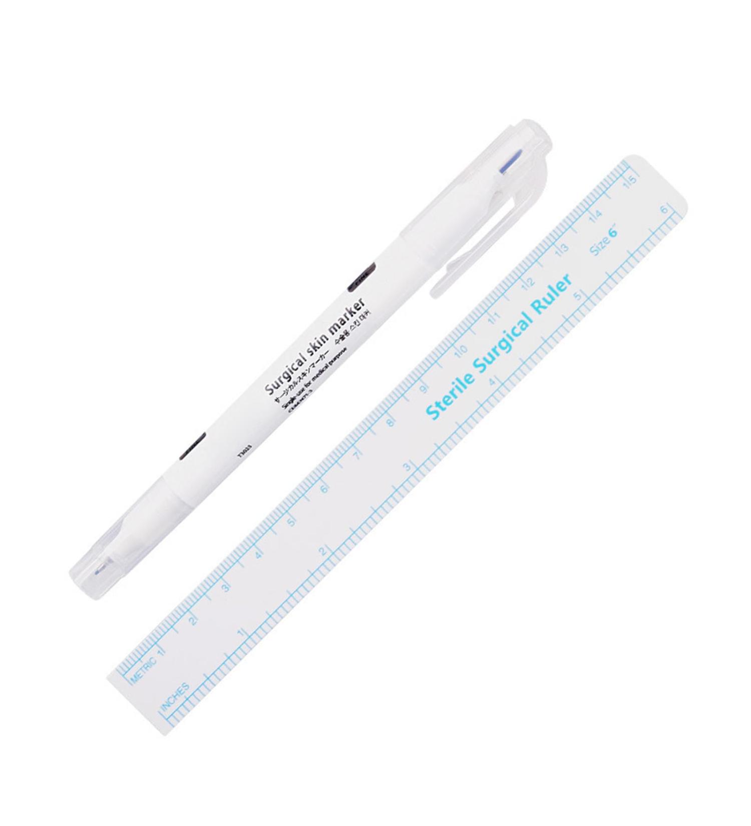 10Pcs Makeup Positioning Marker Pen Surgical Skin Mark Tool Microblading Marker Pen with Paper Ruler Quick Drying Marker - Buy Online on GoSupps.com
