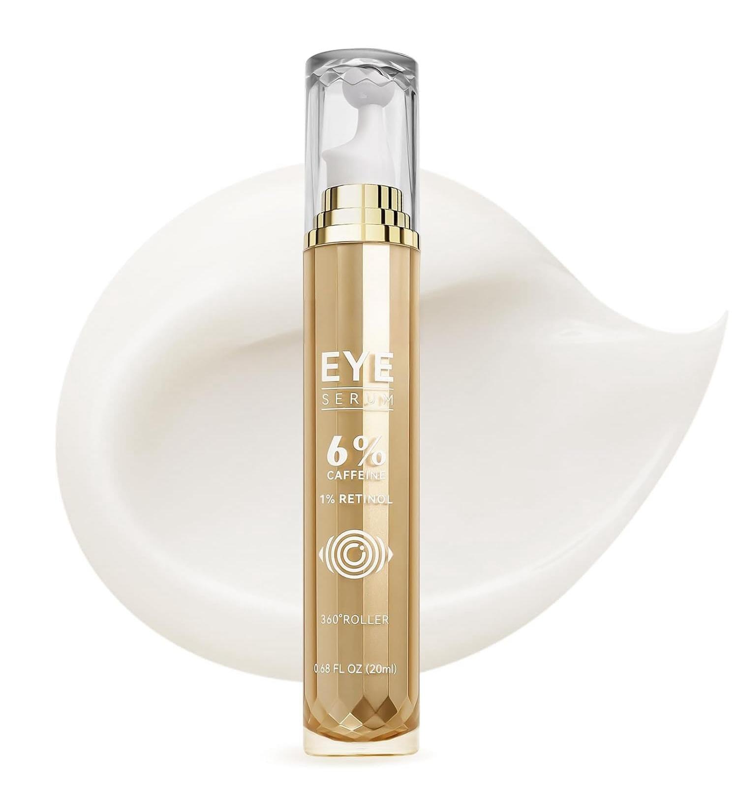 6% Caffeine Eye Cream and Eye Serum for Dark Circles and Puffiness with 360 Eye Roller Ball Reduces Fine Lines and Wrinkles - Buy Online on GoSupps.com