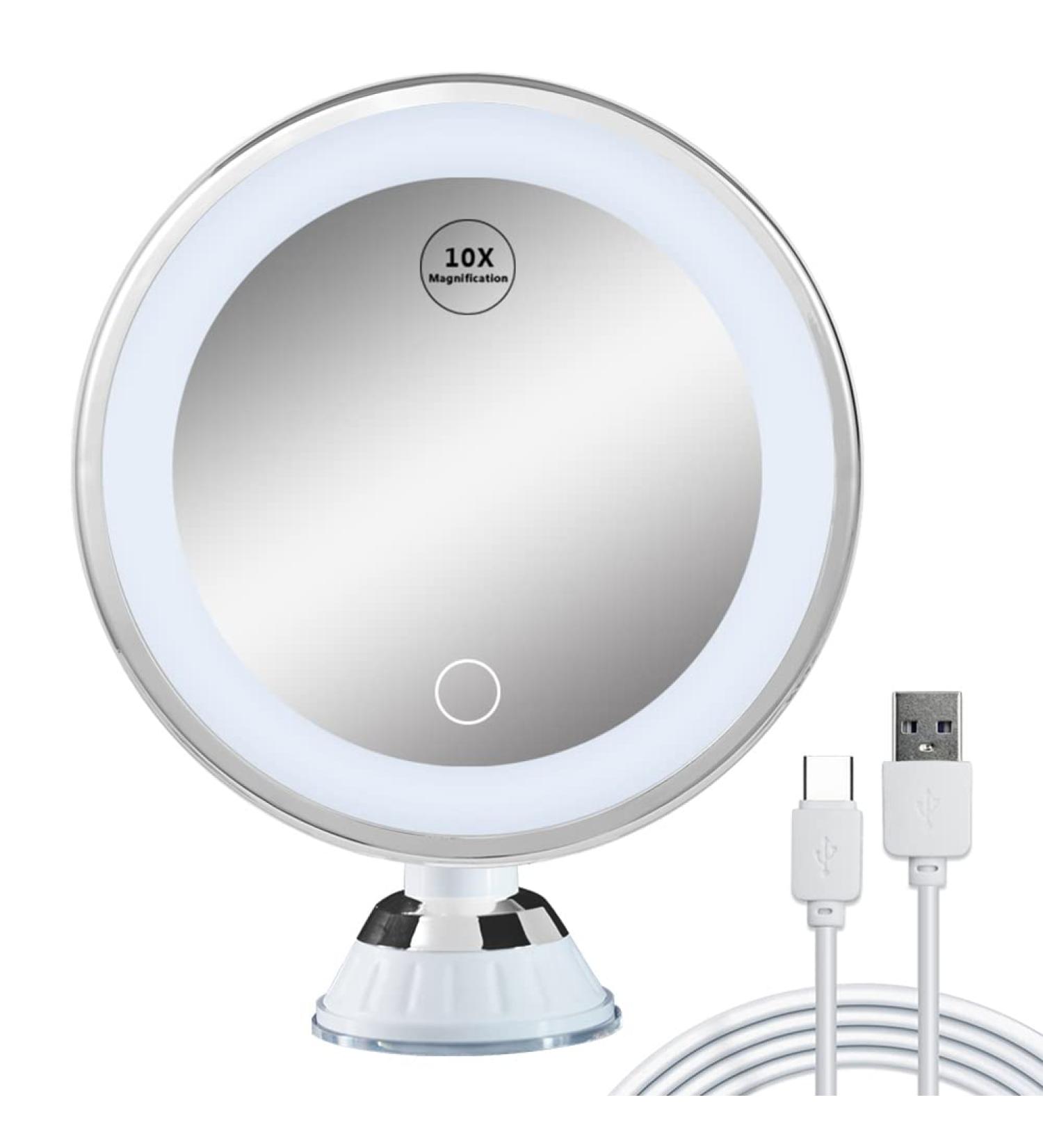 10X Magnifying LED Lighted Makeup Mirror with Powerful Suction Cup | Vanity Mirror with Lights - Buy Online on GoSupps.com