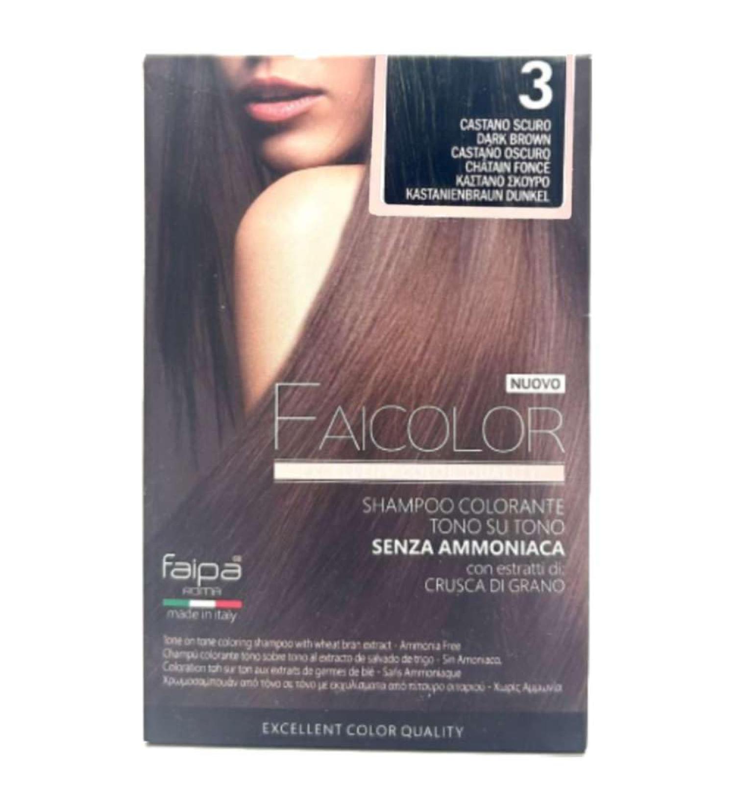 Faipa Faicolor shampoo colorant clay on tone without ammonia 3 dark brown