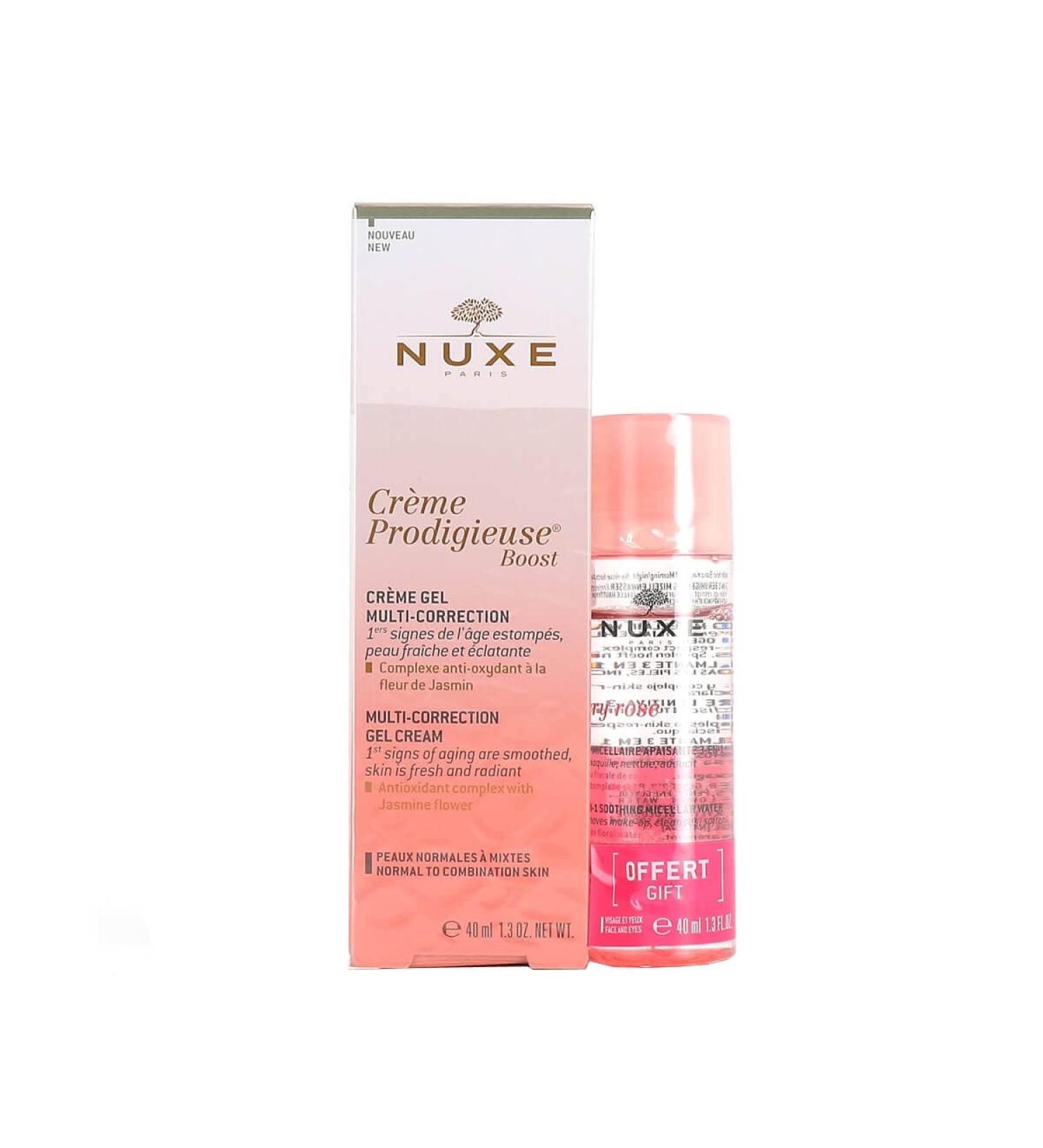 Nuxe Cr me Prodigieuse Boost Multi-Correction Gel Cream 40ml + Very Rose Soothing Micellar Water 3in1 50ml Free