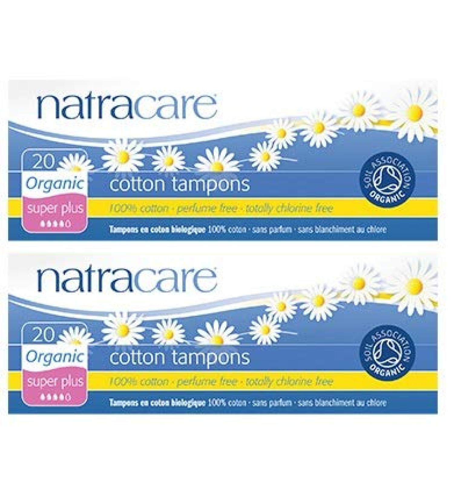 Natracare Organic Cotton Tampons Super Plus Non Applicator 2 Pack (2 x 20)