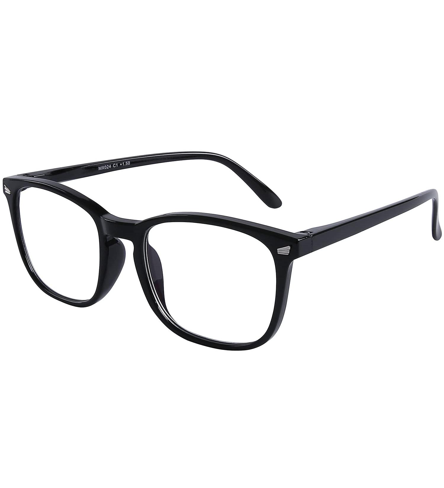 DOOViC Blue Light Filter Reading Glasses - Square Frame Large Lenses Prescription Strength 1.5x - Stylish Anti-Fatigue Eyewear - Buy Online on GoSupps.com