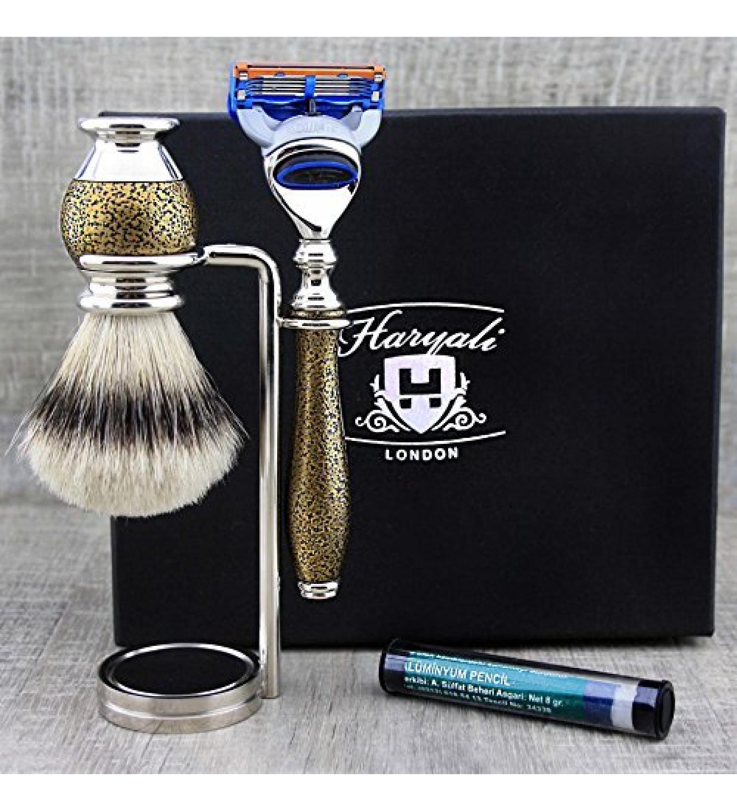 Haryali London 5-Edge Straight Razor Set | Badger Brush Stand & Alum | Premium Shaving Products for Men - Buy Online on GoSupps.com