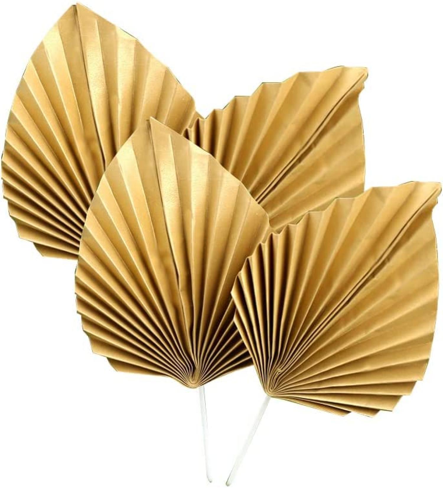 4Pcs Paper Palm Fan Cupcake Topper palm spears for cakes Spear Leaf Cake Insert Supplies Cake Decorations for Birthday Wedding Party(Gold) (cswcmy20220920-0007) - Buy Online on GoSupps.com