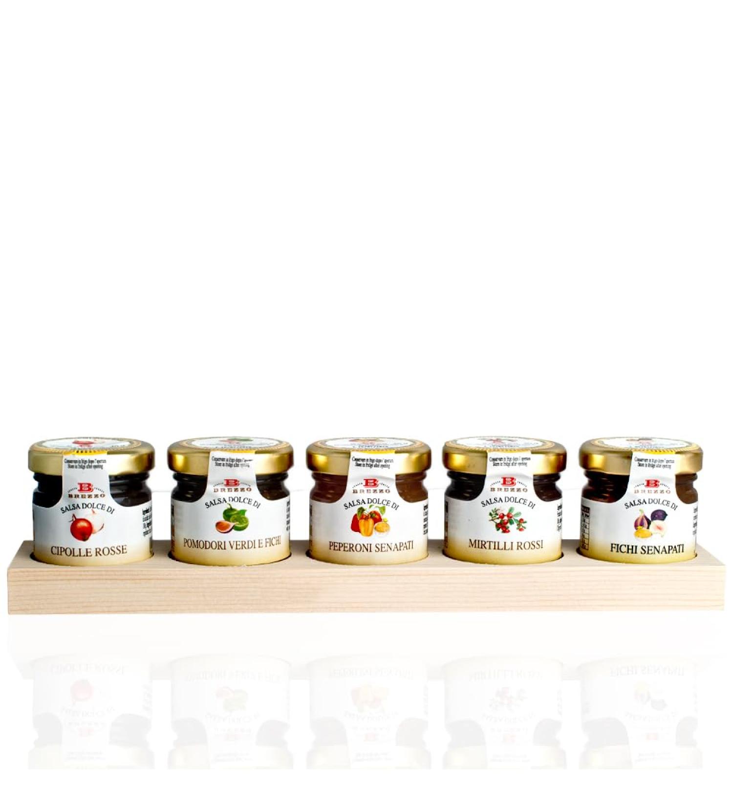 Buy 5 Italian Jams for Cheese in a Gift Wooden Box | Premium 5 x 35g Gourmet Selection - Buy Online on GoSupps.com