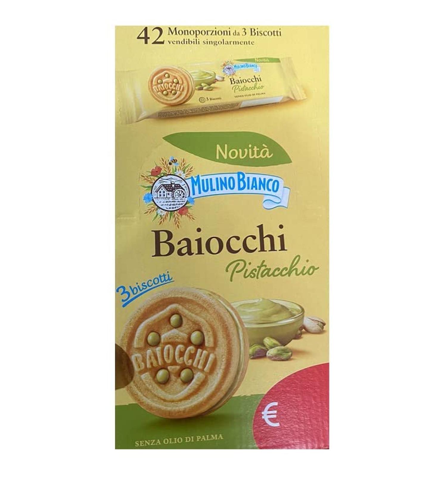  Mulino Bianco Mulino Bianco Baiocchi Pistacchio Biscuits Filled with Delicious Pistachio Cream Ideal for Breakfast or Snack with 42 Individual Servings of 3 Biscuits + Italian Tin Gourmet Polpa di Pomodoro 400 g - Buy Online on GoSupps.com