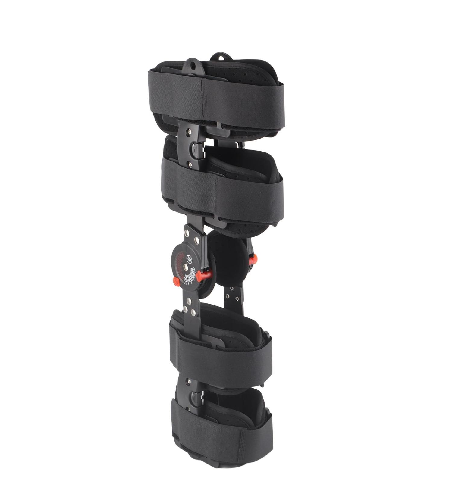 Adjustable Hinged ROM Knee Brace - Post Op Knee Immobilizer with Side Stabilizers for Left & Right Legs | Patellar Tendon Support - Buy Online on GoSupps.com