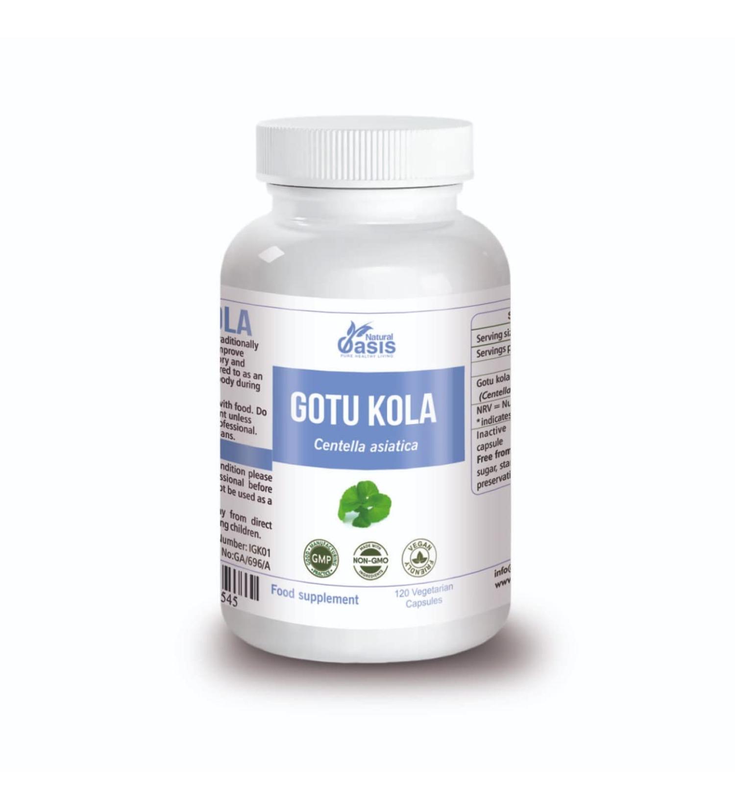 Natural Oasis Gotu Kola120 Vegetarian Capsules 900mg | Vegan-Friendly | Pure Natural | Lab Tested | Memory Concentration Cognitive Function Antioxidant