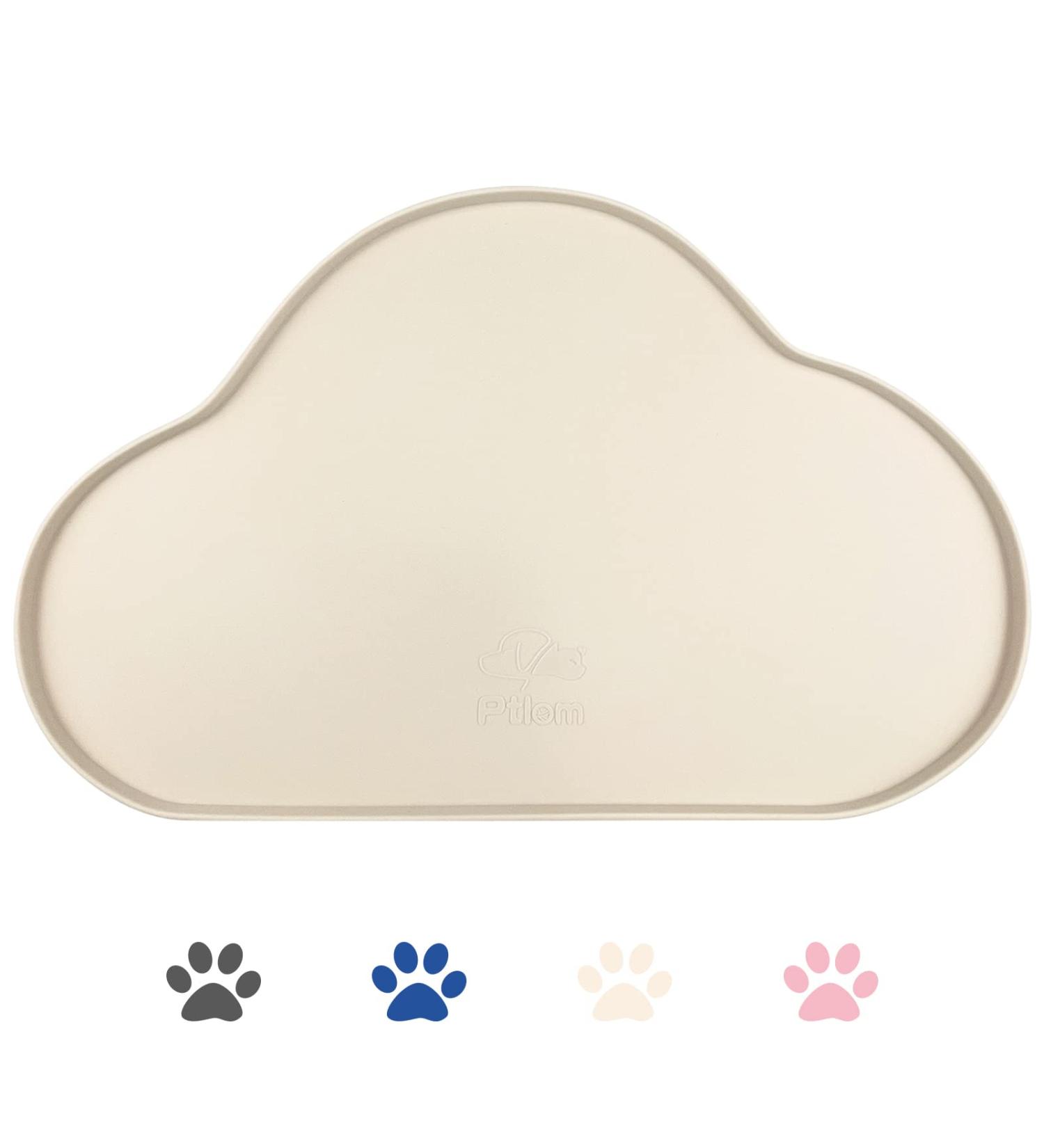 Ptlom Pet Placemat - Prevent Food/Water Overflow for Medium & Small Pets in Beige Silicone - Buy Online on GoSupps.com