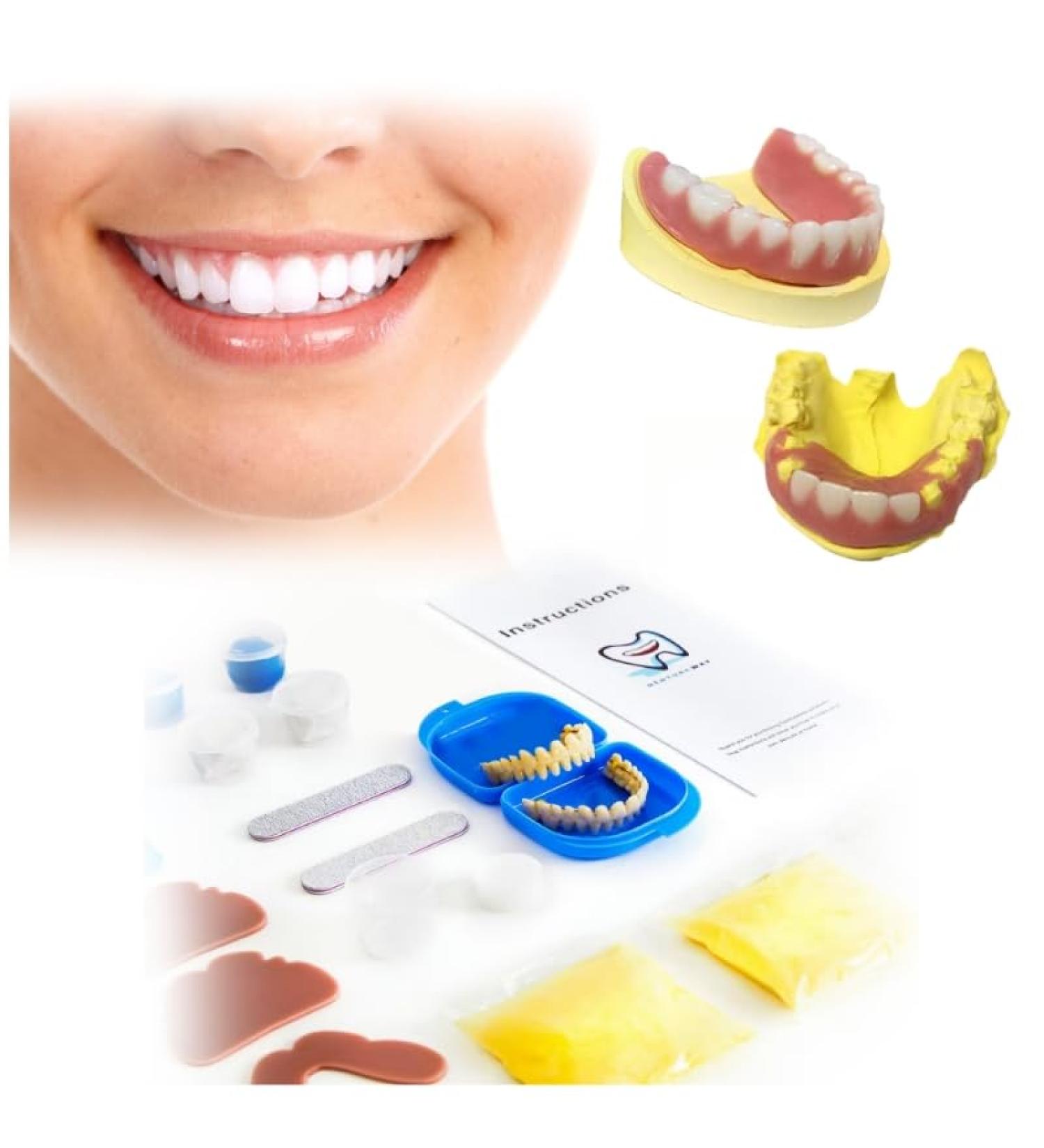 DIY Denture Kit 2 Sets (28 pcs Each) of Different Sizes of False Teeth Multi-Color repeatable moldable Material Complete Fake Teeth Repair Kit Partial dentures Upper/Lower Dentures Denture Repair kit - Buy Online on GoSupps.com