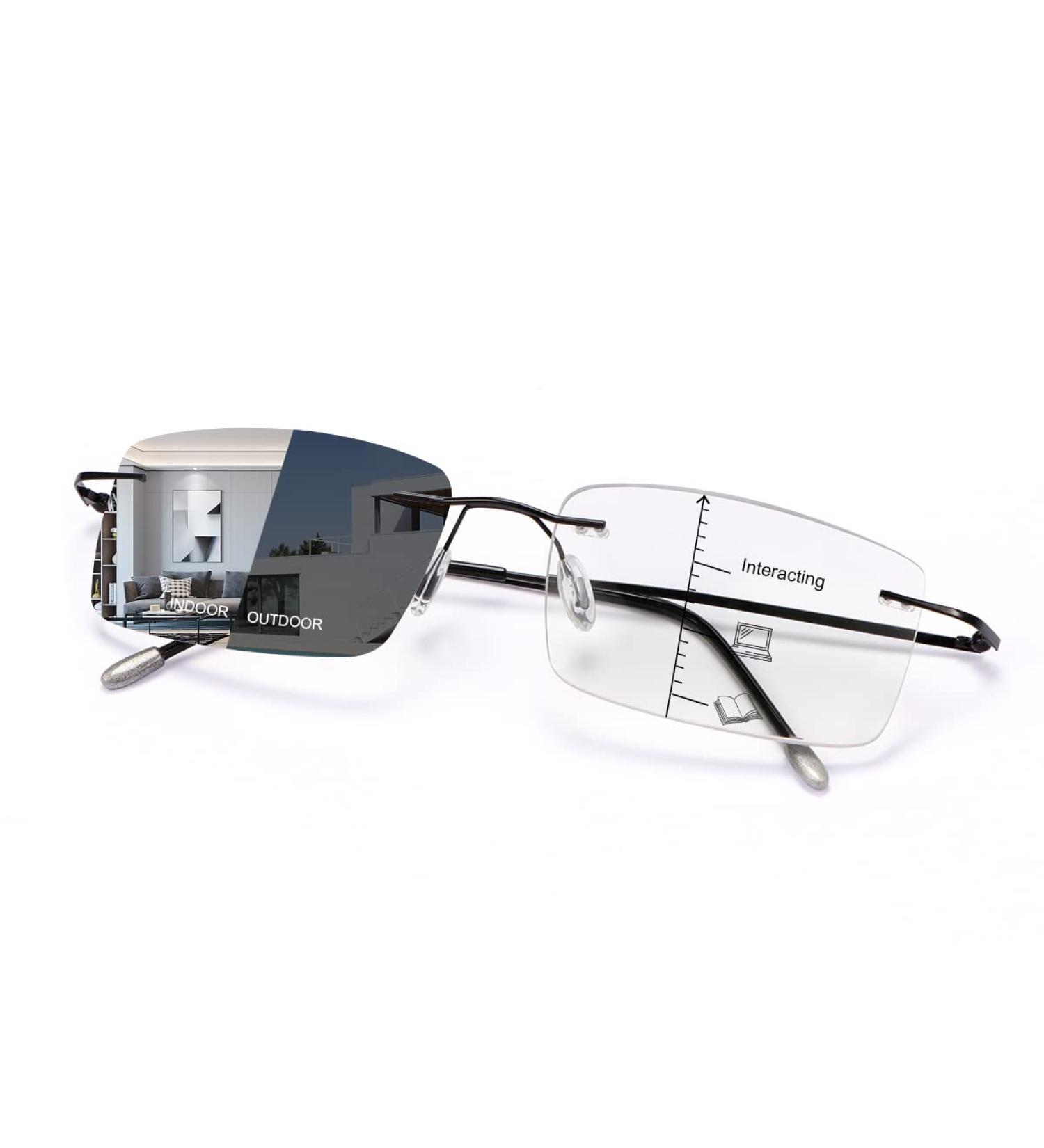 Devirld Progressive Multifocal Reading Glasses for Men & Women - Photochromic Sun Readers with Anti-Glare & Blue Light Filter - Black 1.5x - Buy Online on GoSupps.com