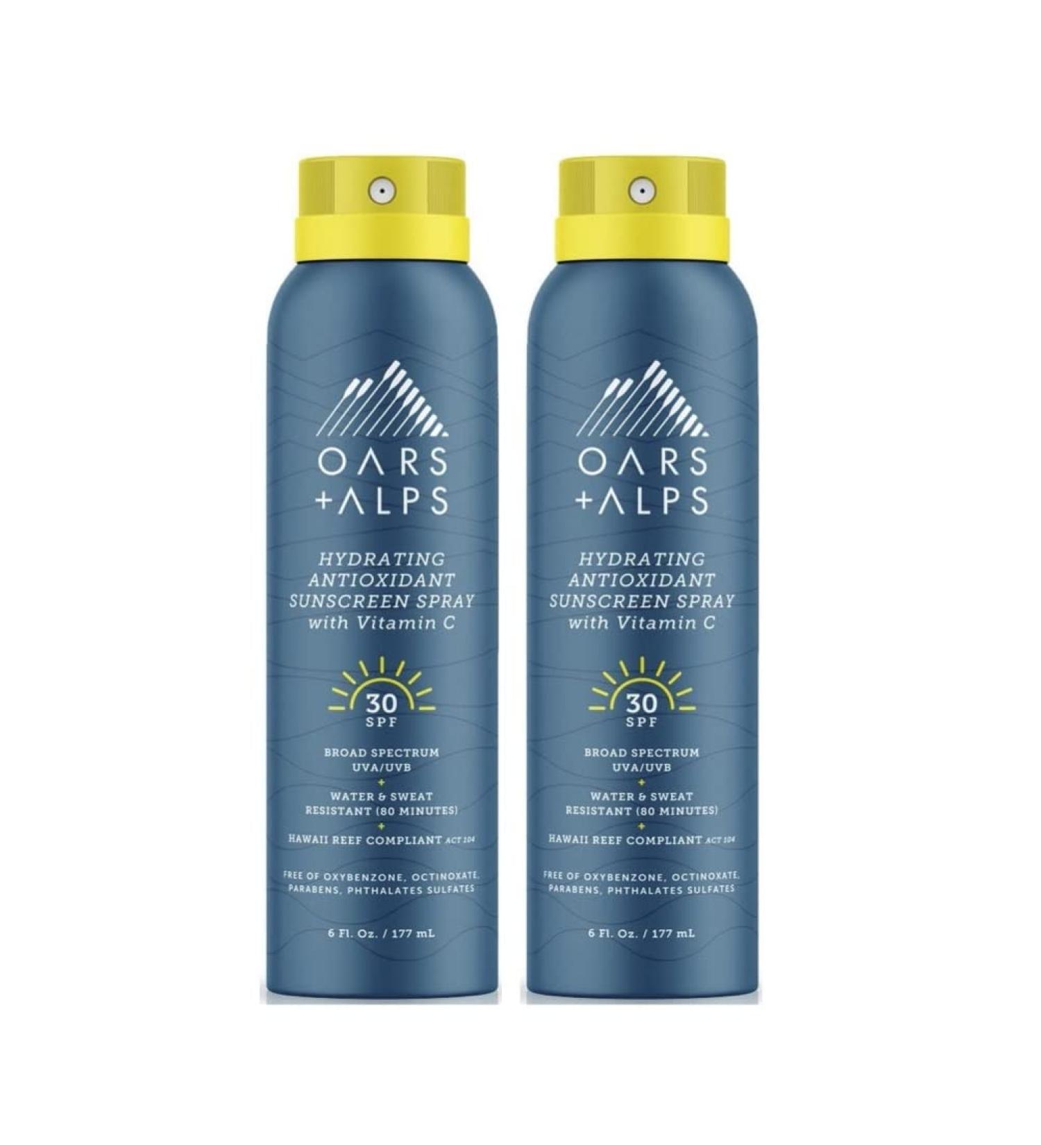 Oars + Alps Hydrating SPF 30 Sunscreen Spray with Vitamin C & Antioxidants - 6 Oz, 2 Pack - Buy Online on GoSupps.com