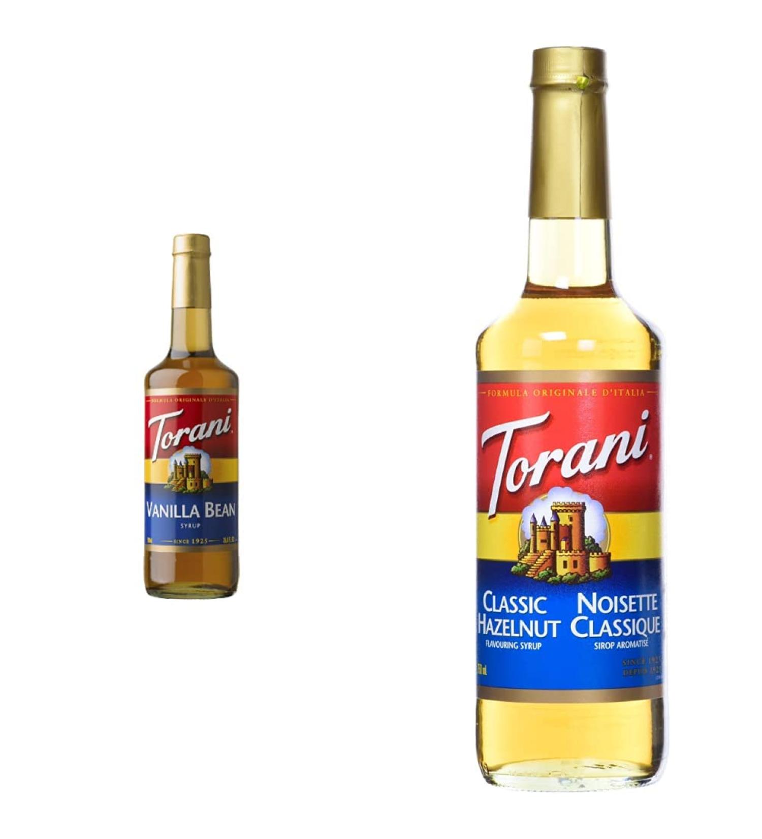 Torani Vanilla Bean Flavour Syrup 750 Milliliter & Hazelnut Classic Flavour Syrup 750 Milliliter Flavour Syrup + Hazelnut Flavour Syrup - Buy Online on GoSupps.com