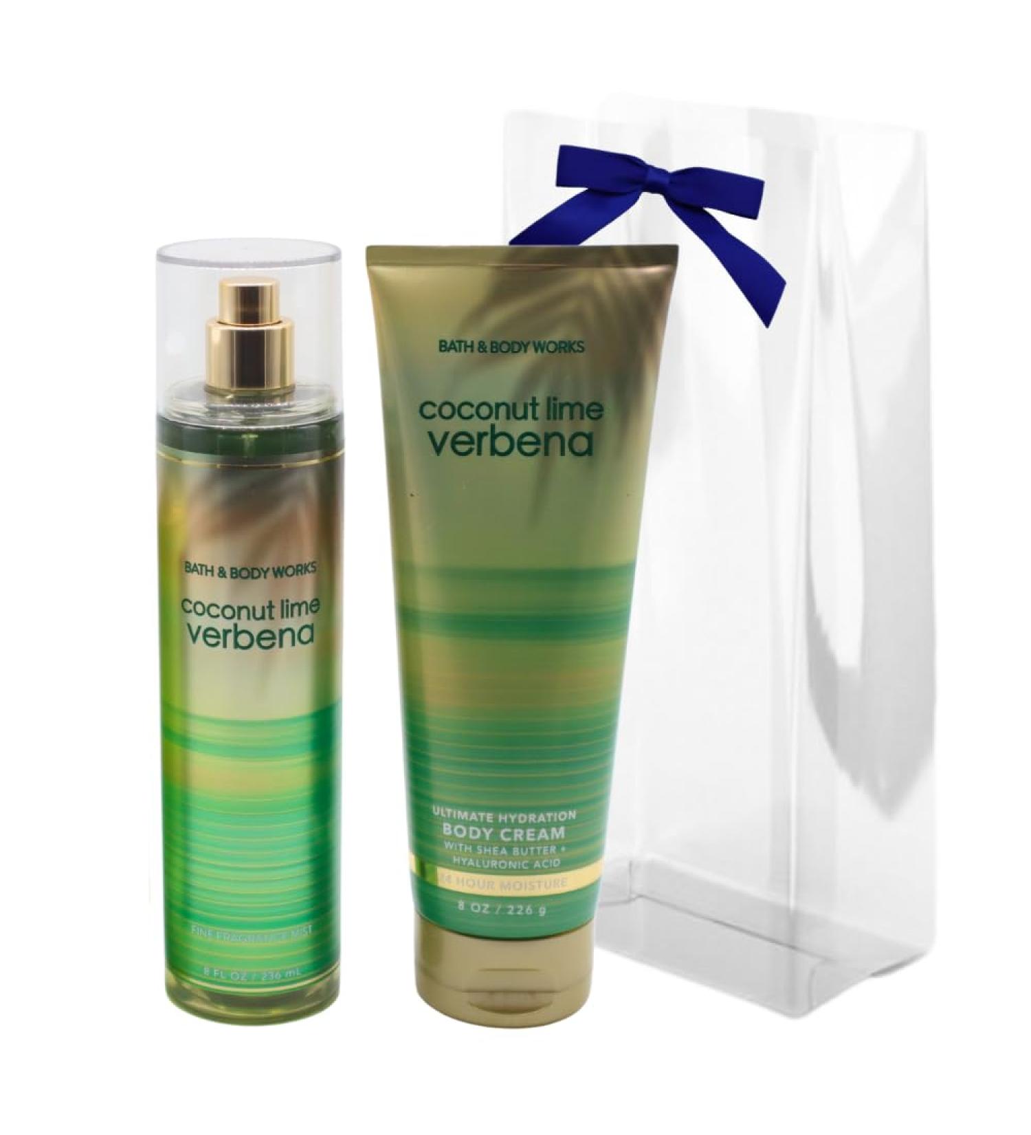 Bath & Body Works COCONUT LIME VERBENA Fine Fragrance Mist & Ultimate Hydration Body Cream 2-piece Gift Set with a Blue Bow for Holidays Full Size - Buy Online on GoSupps.com