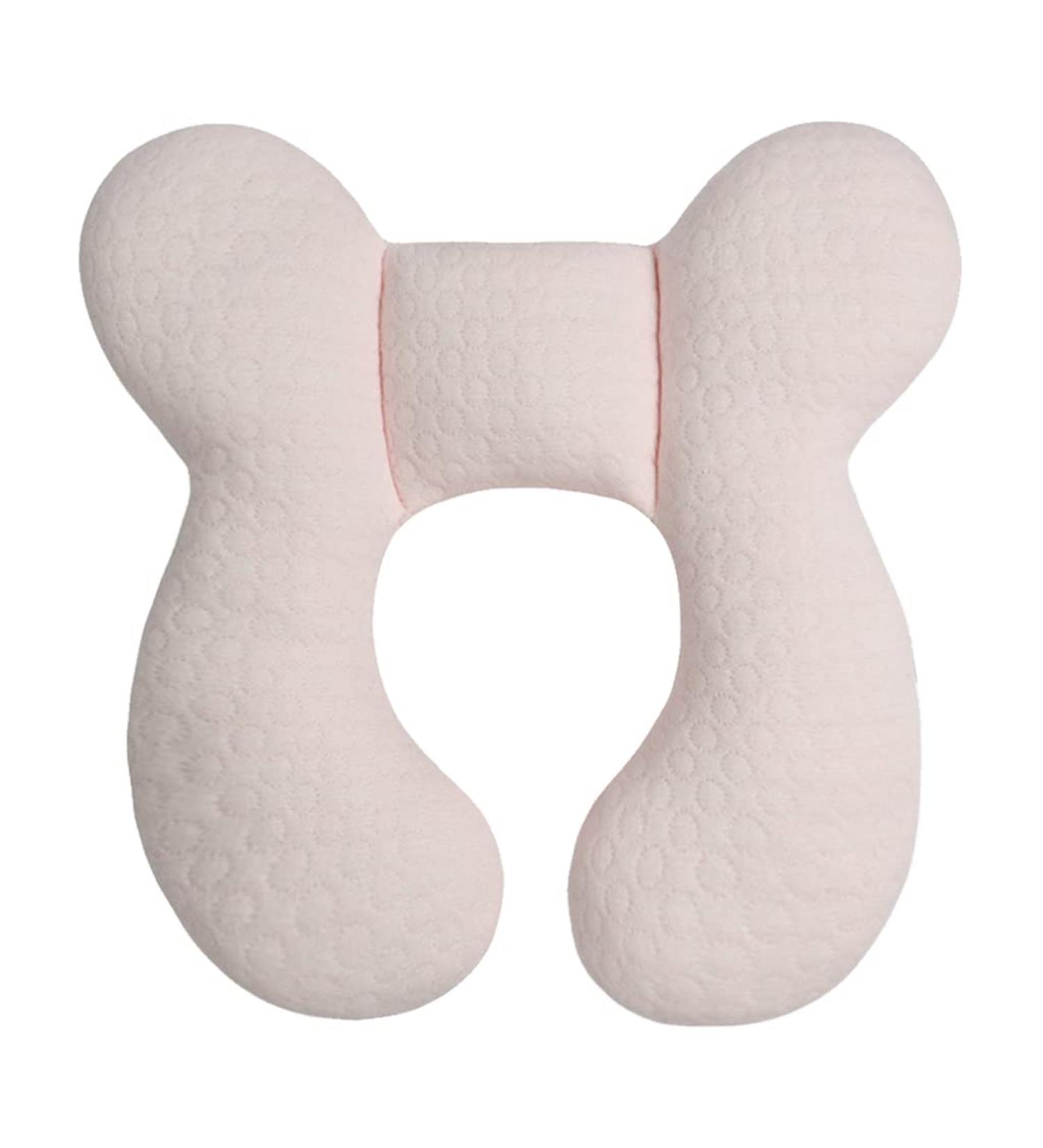 Blublu Park Baby Head Support Pillow for Newborn Infant - Soft Cotton Travel Pillow for Car Seats and Strollers - Baby Pink - Buy Online on GoSupps.com