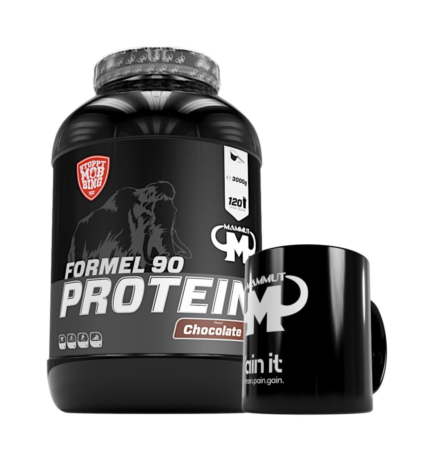 Buy 3kg Mammut Formula 90 Protein Shake Set - Chocolate Flavor + Ceramic Cup | International Shipping Available - Buy Online on GoSupps.com