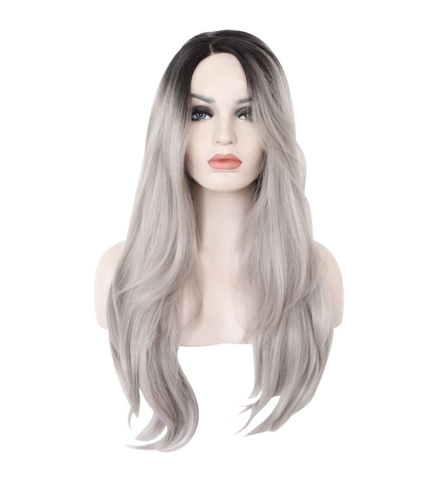 Buy Long Grey Synthetic Wig for Women | Curly & Wavy 70s 80s 60s & 50s Cosplay Styles - International Shipping Available - Buy Online on GoSupps.com