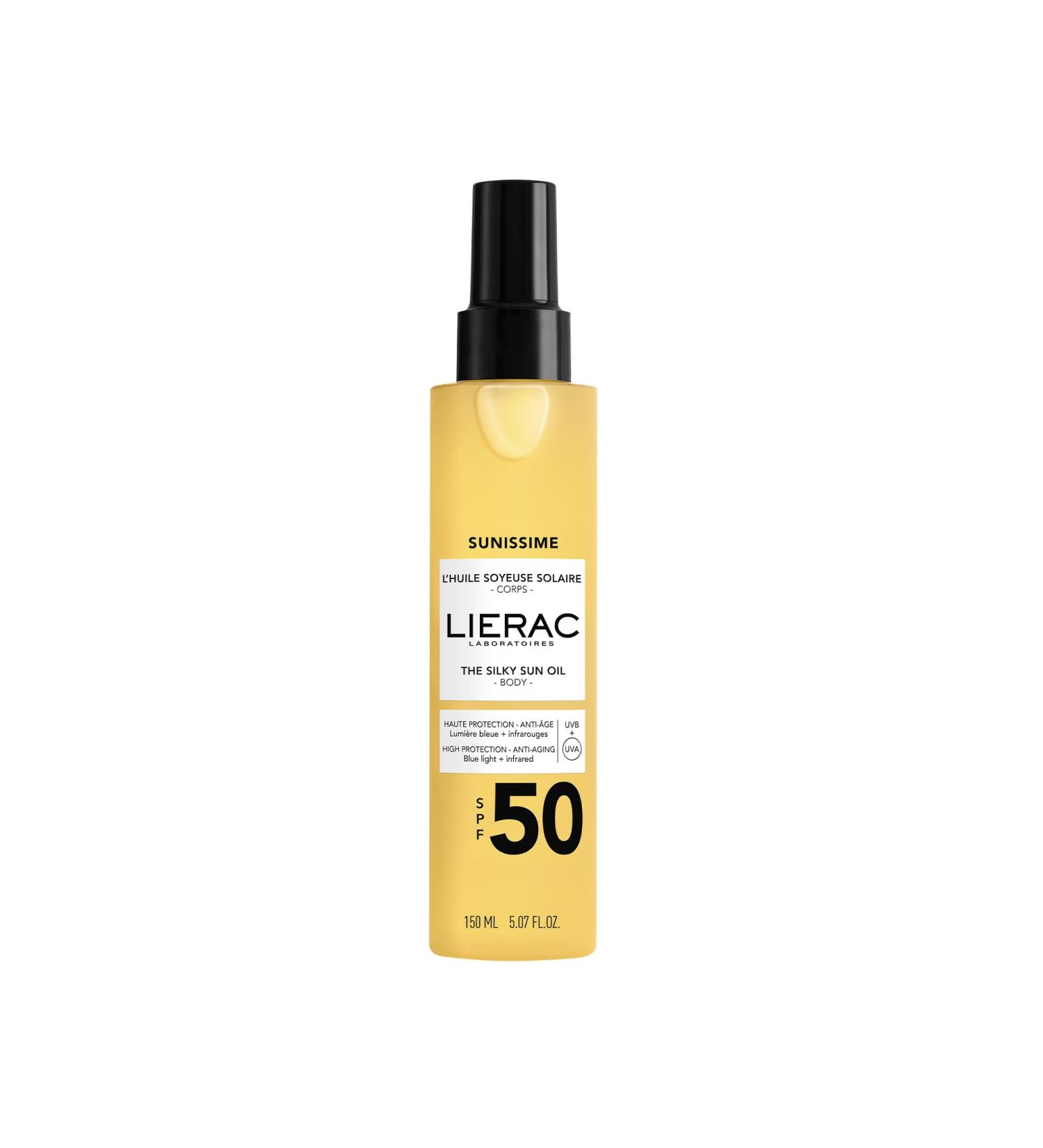Lierac - Sunissime - L'Huile Soyeuse Solaire Corps Anti- ge Global SPF50 150ml - Soin Solaire Corps - Prot ge - Anti- ge - Sublime - Toucher sec - Fini satin  - Buy Online on GoSupps.com
