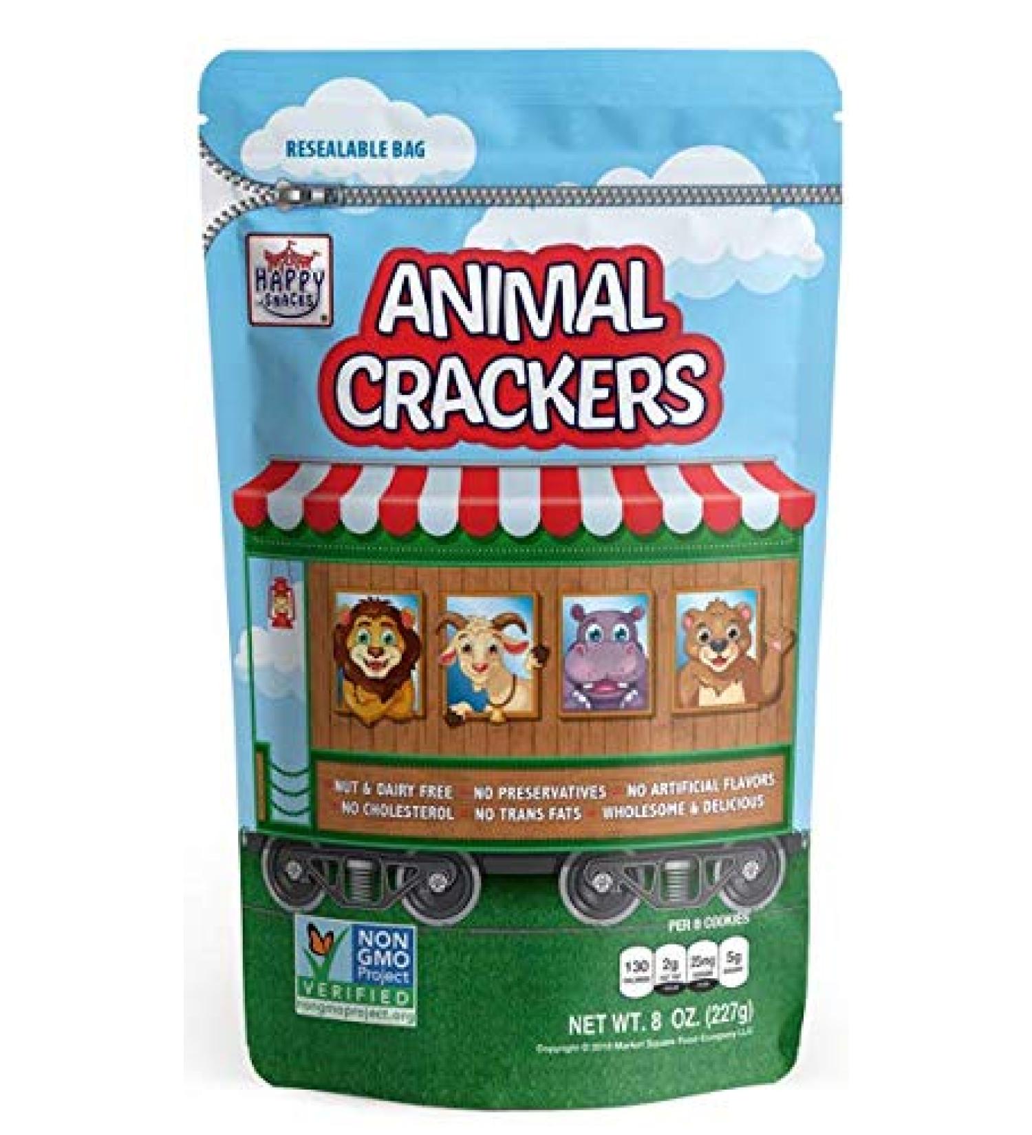 Happy Snacks Animal Crackers - Non GMO Plant Based Ingredients - Nut & Peanut Free - Circus 8 Oz Bag (Pack of 6) - Buy Online on GoSupps.com