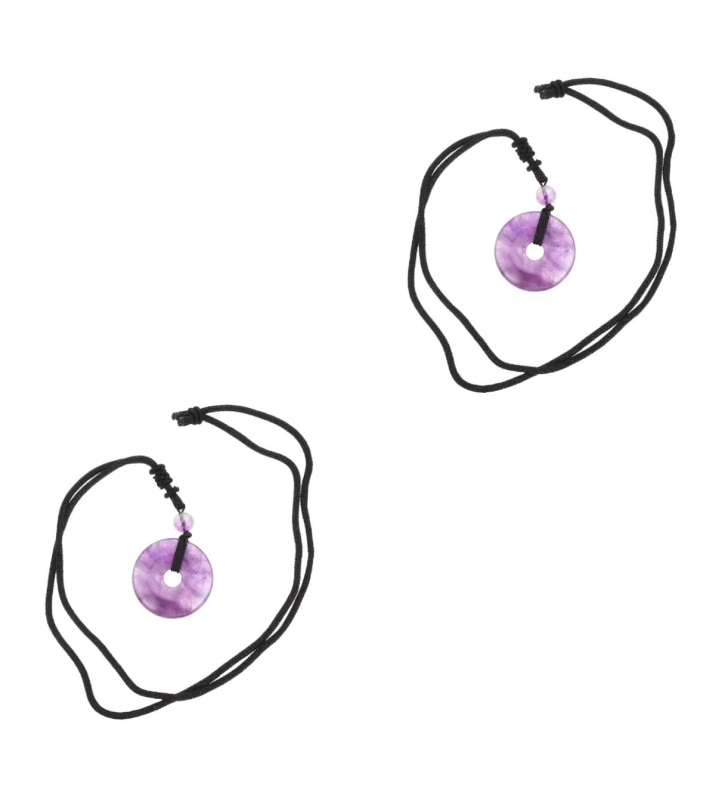 Minkissy Healing Crystal Necklace with Safety Buckle - Amethyst & Cotton Thread Jewelry for Men & Women - International Shipping Available - Buy Online on GoSupps.com