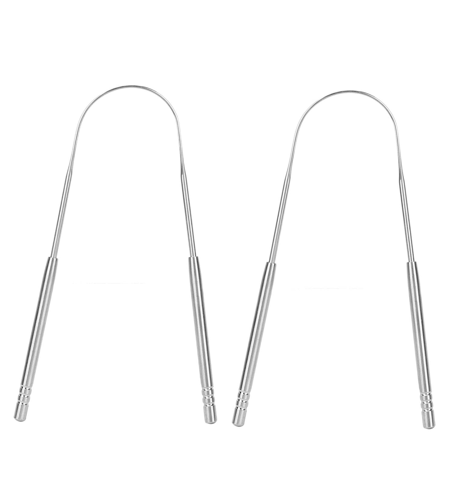 U-Shaped Stainless Steel Tongue Scraper | 2-Part Cleaner for Bad Breath | Easy to Use & Clean | Improve Oral Hygiene - Buy Online on GoSupps.com
