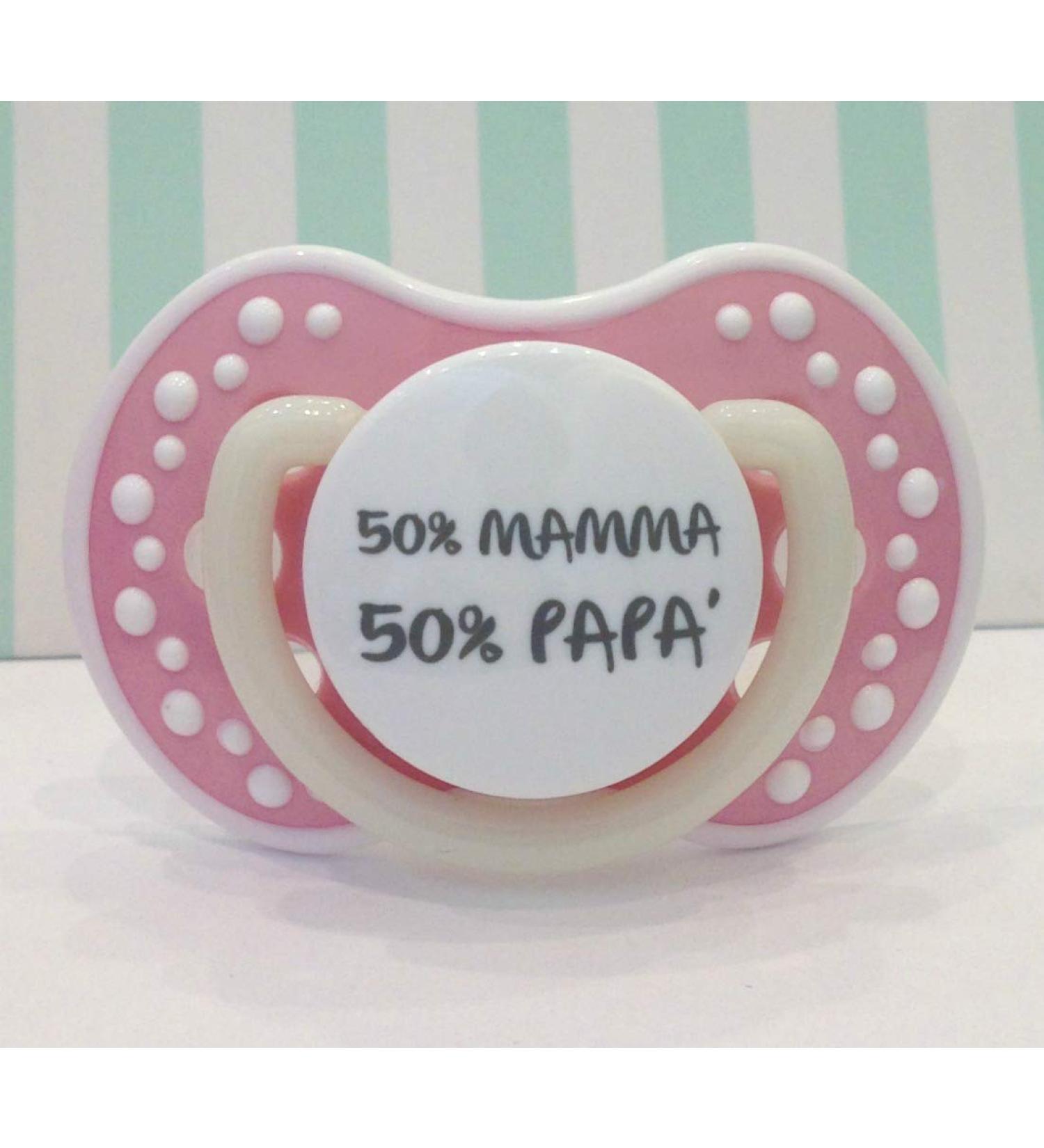 Personalized Pink Pacifier for Girls 6-12 Months | 50% Mom 50% Dad | Silicone Newborn Gift - Brillabenny - Buy Online on GoSupps.com